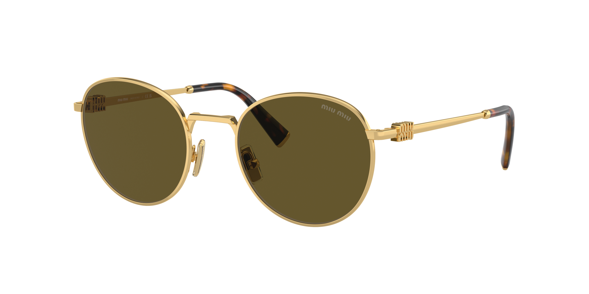 Miu Miu Woman Sunglass MU 55ZS -  Frame color: Gold, Lens color: Dark Brown