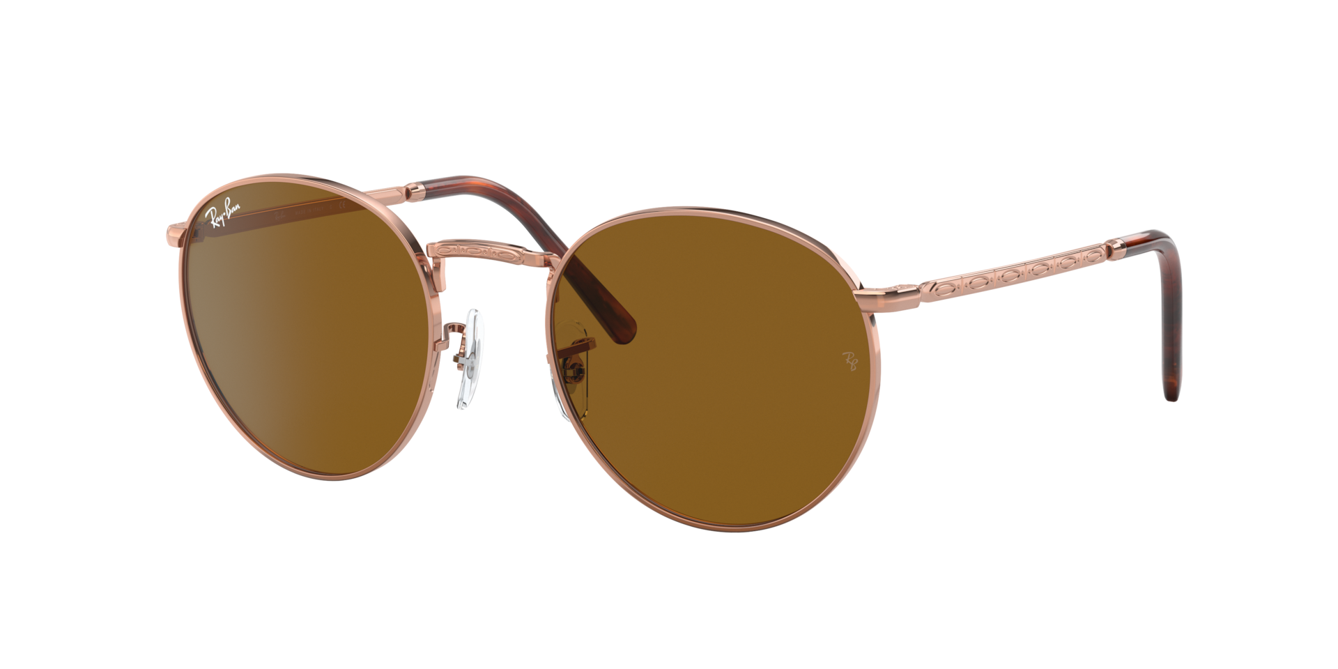Ray-Ban Unisex Sunglass New Round -  Frame color: Rose Gold, Lens color: Brown