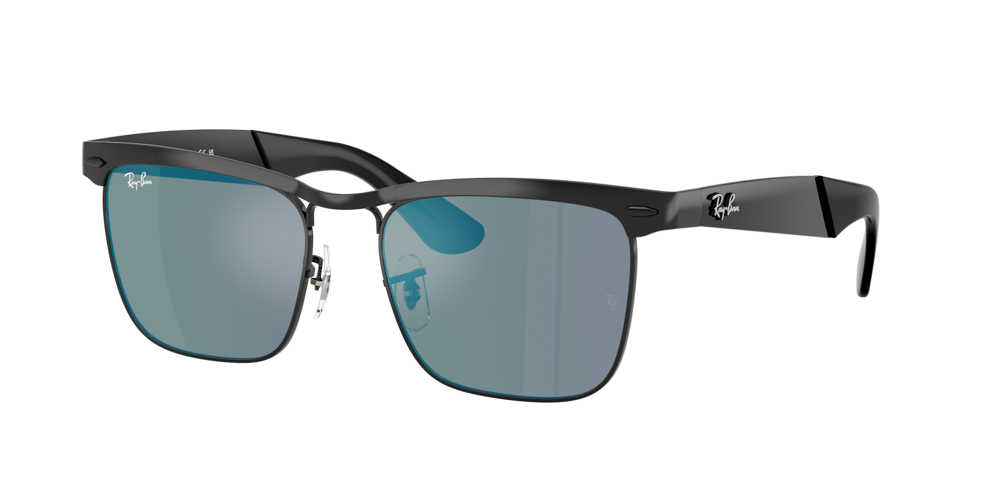Ray-Ban Unisex Sunglass Wayfarer Deluxe -  Frame color: Black, Lens color: Blue