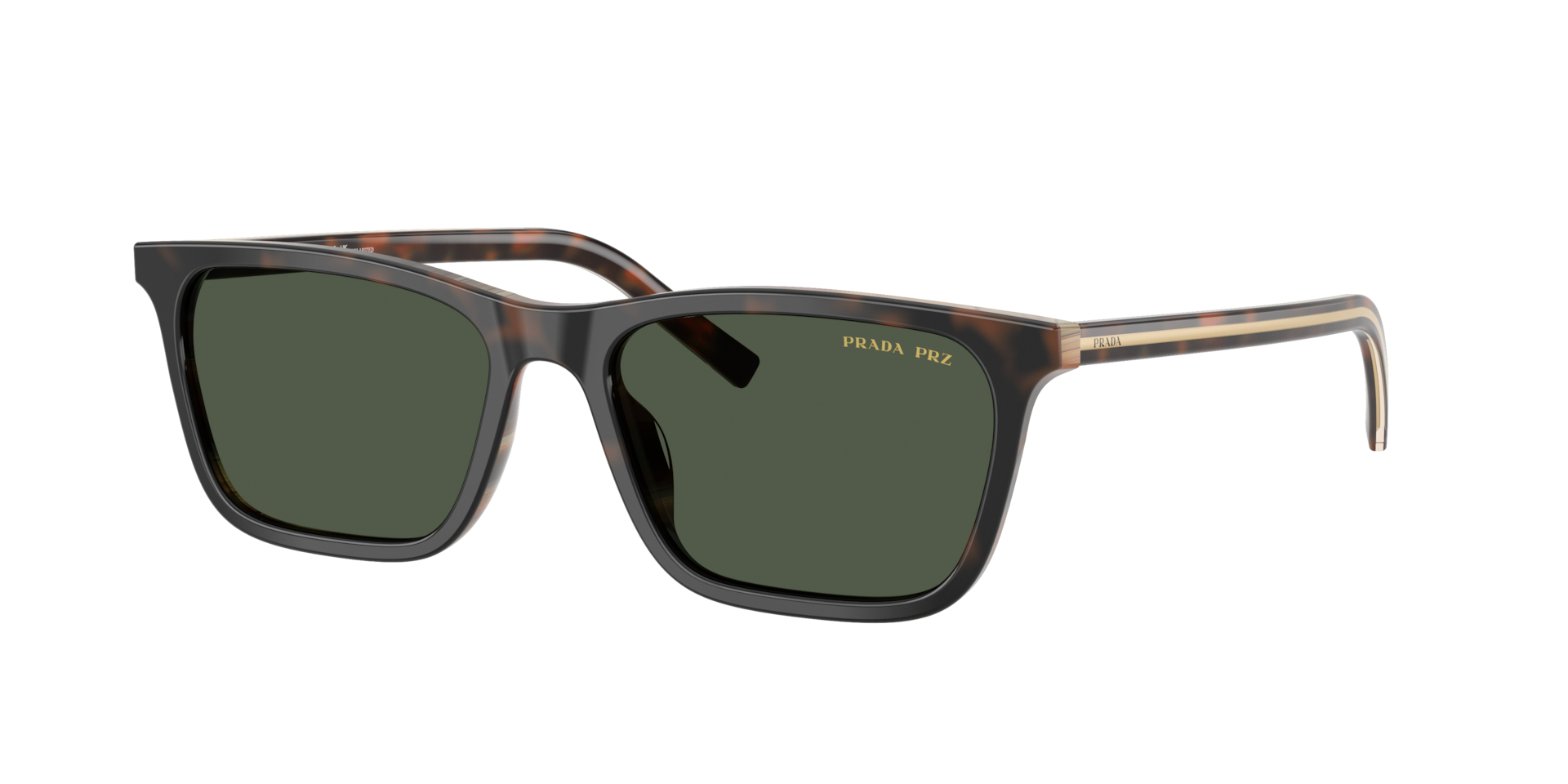 Prada Man Sunglass PR D19S -  Frame color: Cherry Tortoise/Tabacco Horn, Lens color: Dark Green Polarized