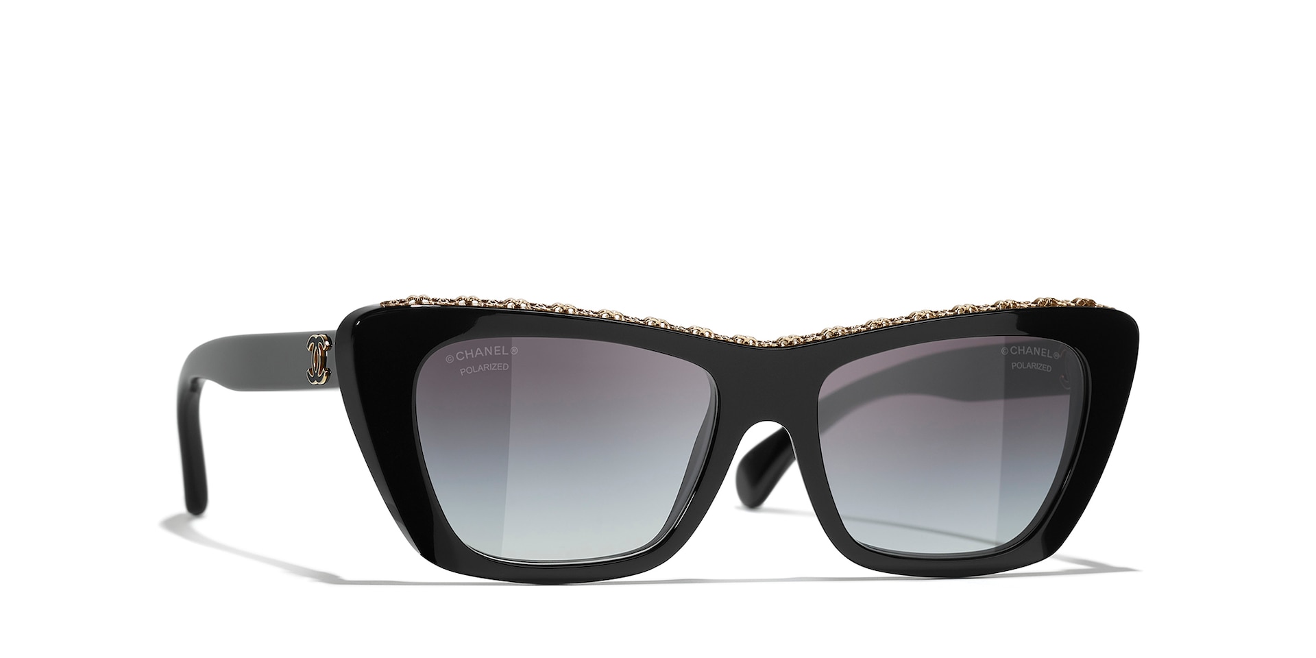 Chanel Woman Sunglass Butterfly Sunglasses CH5540 -  Frame color: Black, Lens color: Grey