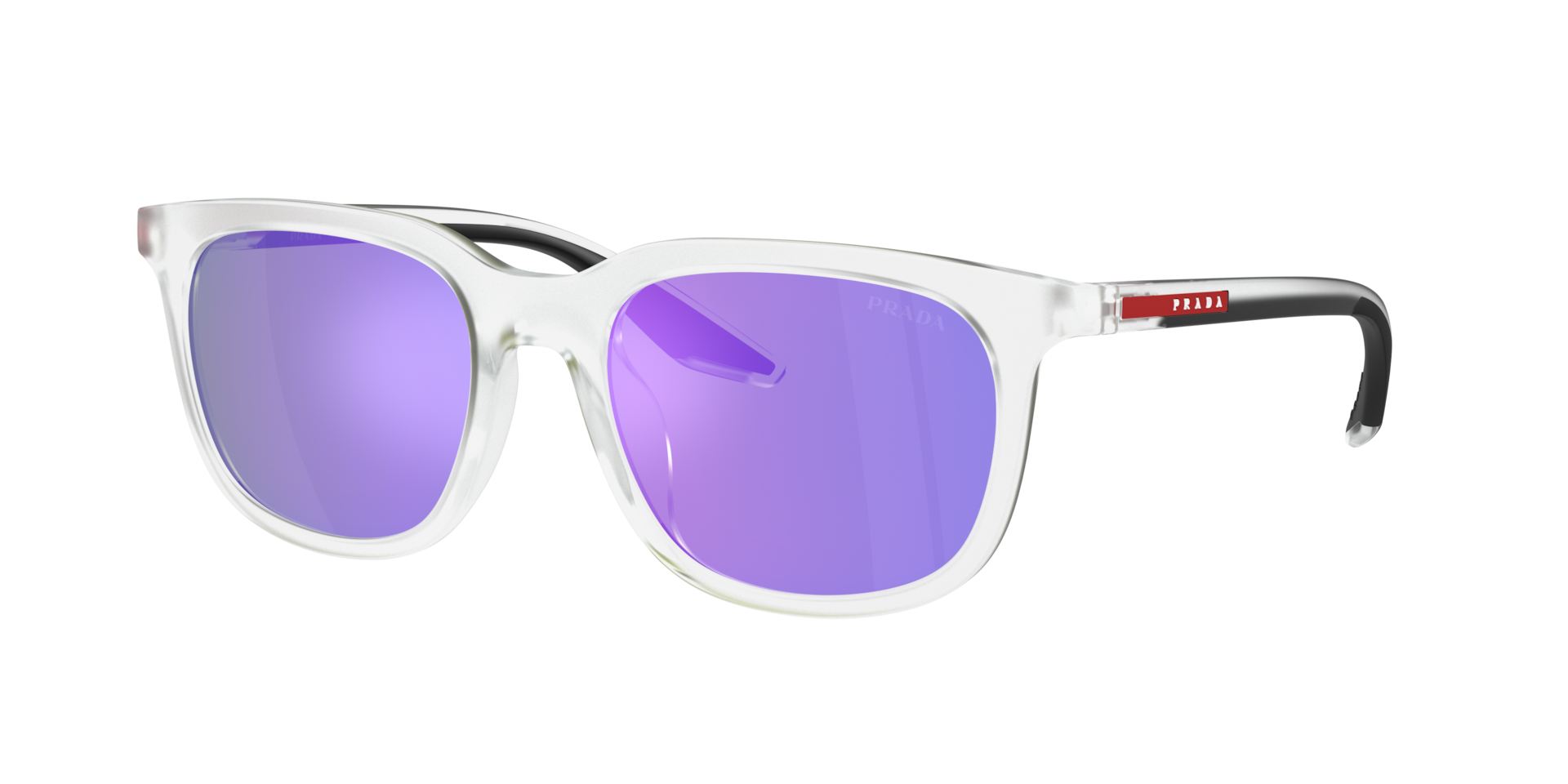 Prada Linea Rossa Man Sunglass PS B09SU -  Frame color: Matte Transparent, Lens color: Violet/Green