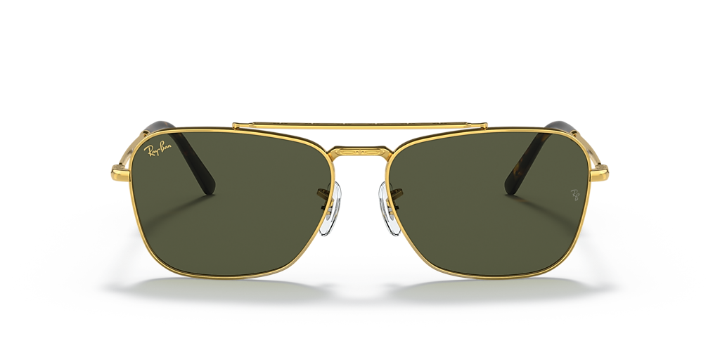 Ray-Ban New Caravan XL (58 - 15) with Green lenses and Gold frame