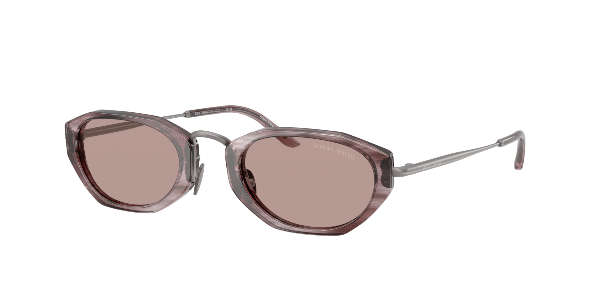 Giorgio Armani Mann Sunglass AR8242 - Rahmenfarbe: Violett gestreift, Linsenfarbe: Lila hell Braun
