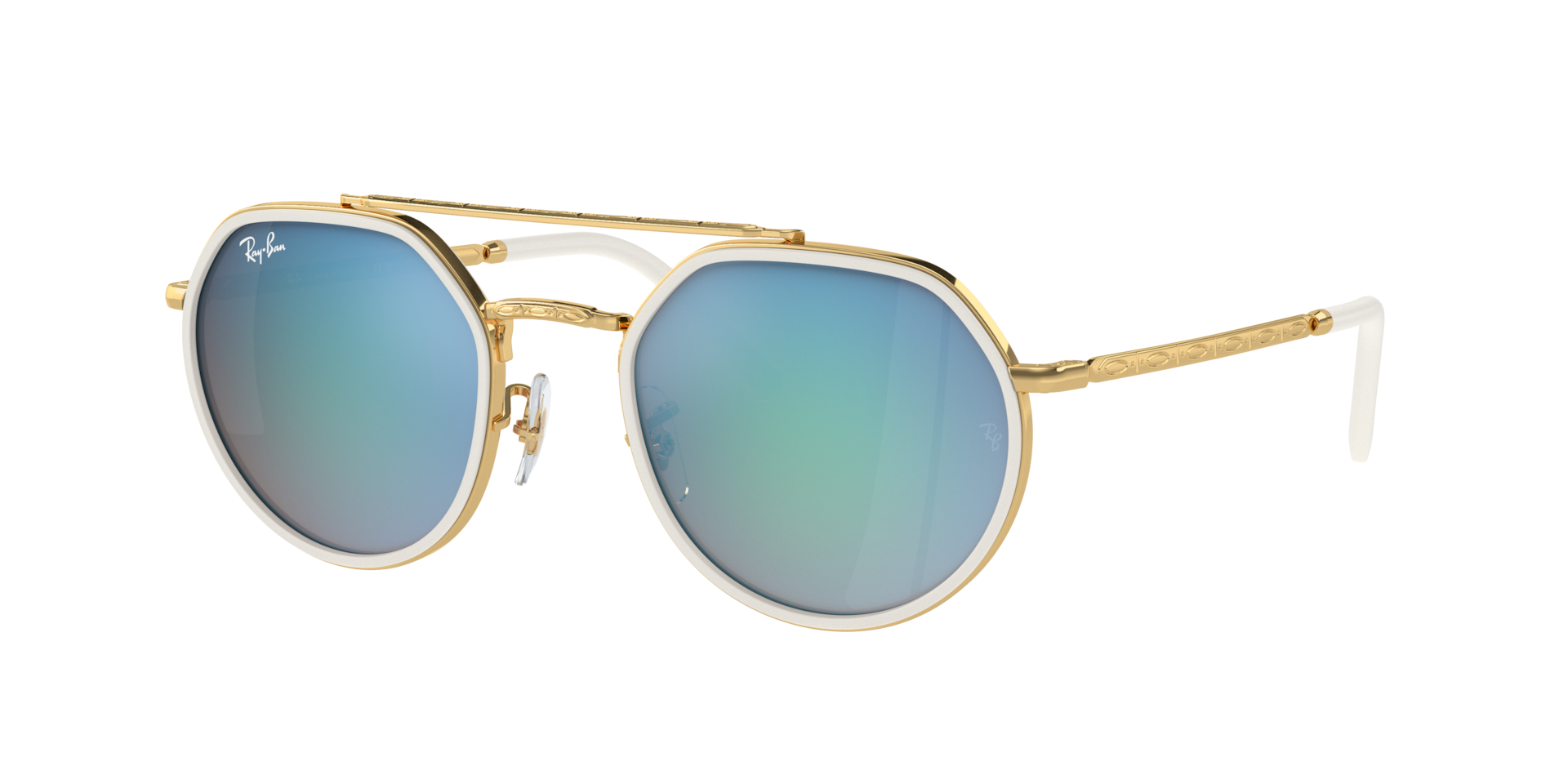 Ray-Ban RB3765 L (53 - 22) com Lentes Azul e Armação Ouro