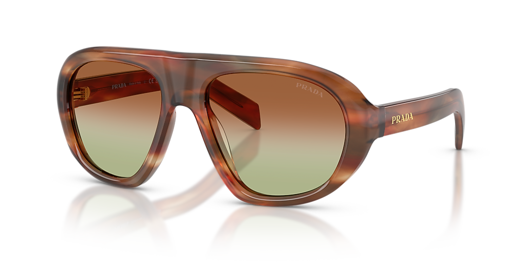 Prada PR C05S L (57 - 18) with Green lenses and Brown frame