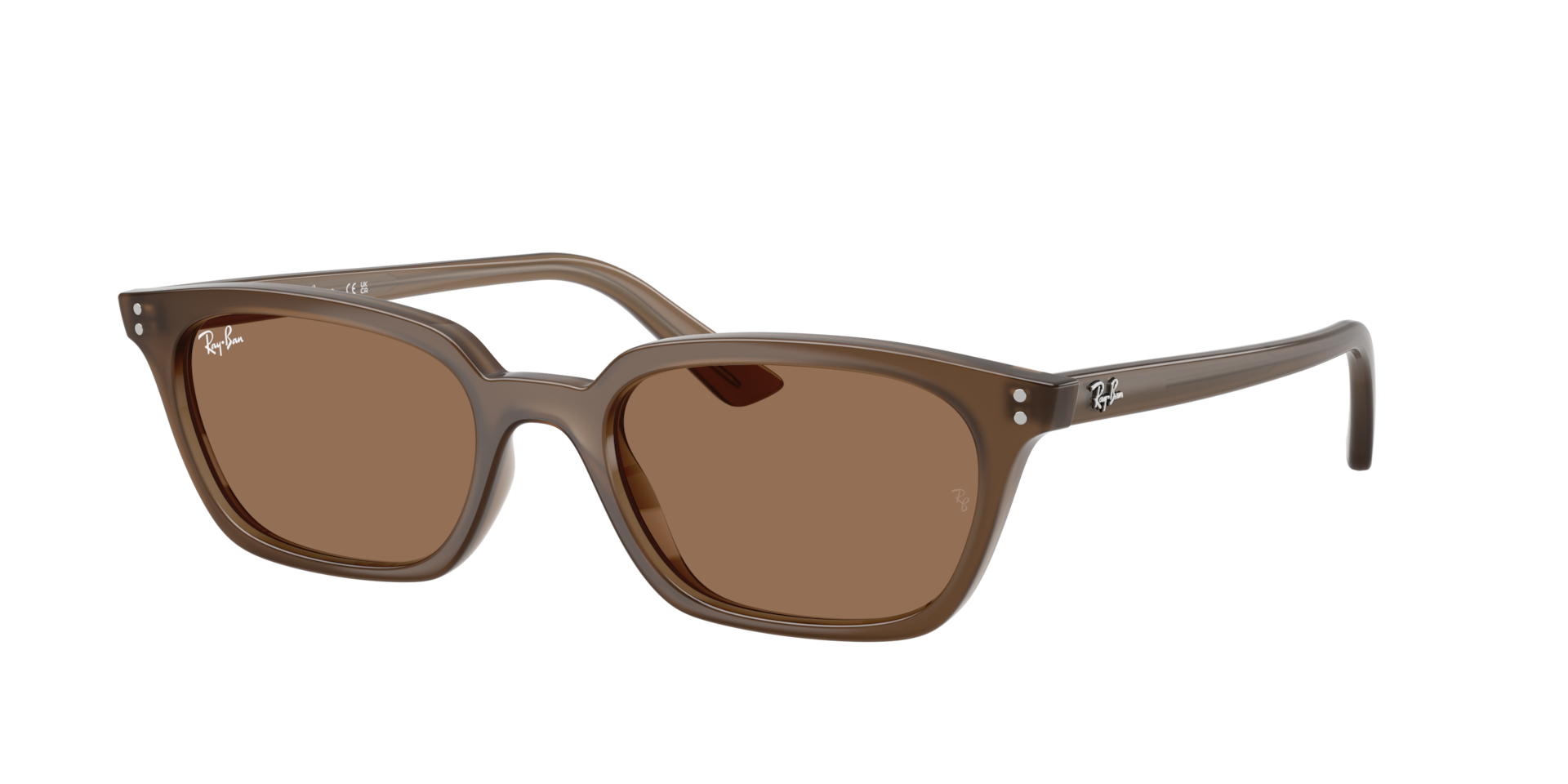 Ray-Ban Unisex Sunglass Zaya Bio-Based -  Framekleur: Transparant bruin, Lenskleur: Donkerbruin