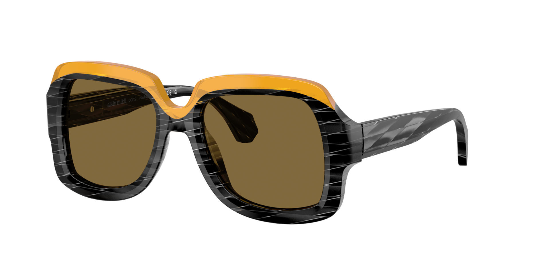 Alain Mikli Woman Sunglass A05516 -  Frame color: Black Rhombus/Mustard, Lens color: Brown
