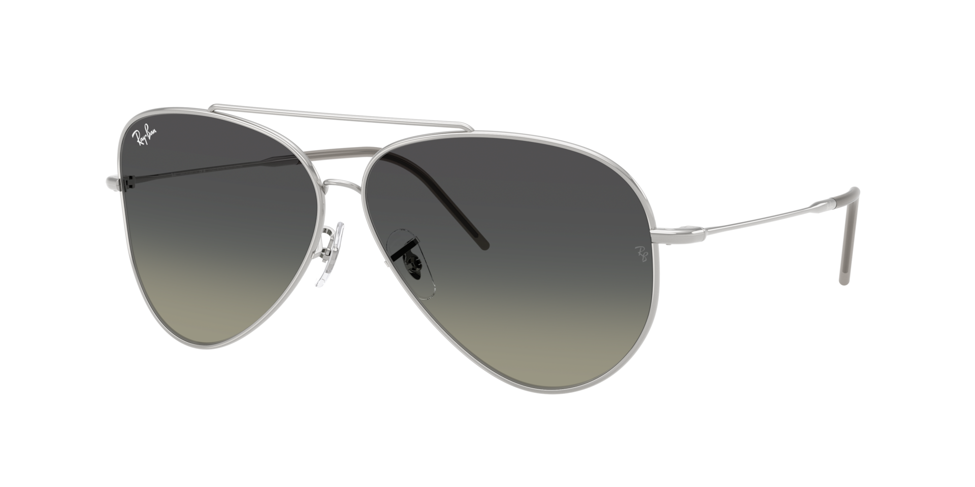 Ray-Ban Unisex Sunglass Aviator Reverse -  Frame color: Silver, Lens color: Grey Gradient