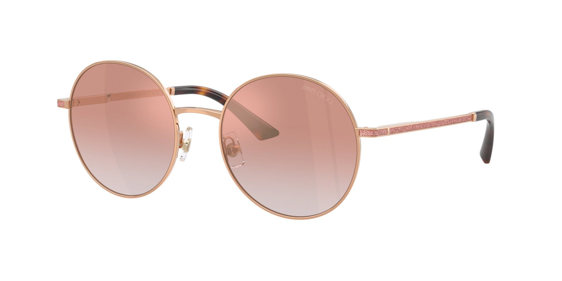 Jimmy Choo Frau Sunglass JC4028J - Rahmenfarbe: Rotgold, Linsenfarbe: Verlauf Rosa/Rosa verspiegelt