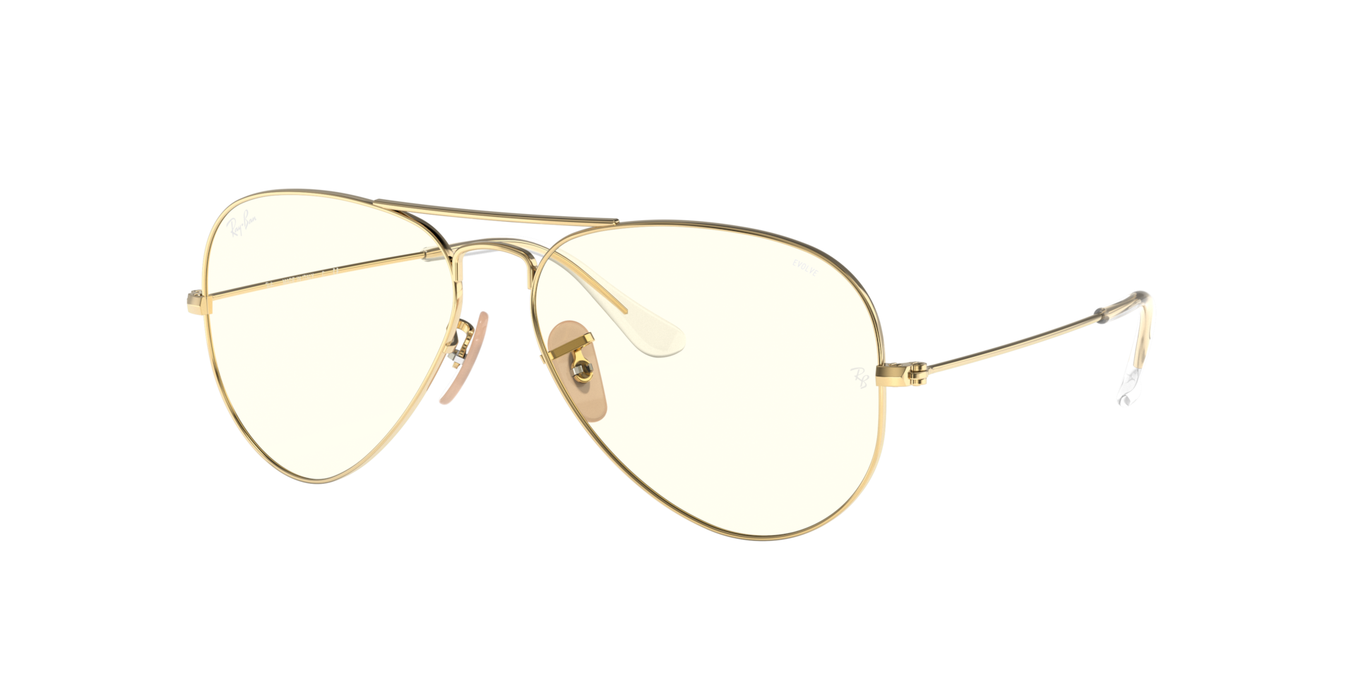 Ray-Ban Unisex Sunglass Aviator Clear Evolve - Frame color: Arista Gold, Lens color: Clear Grey