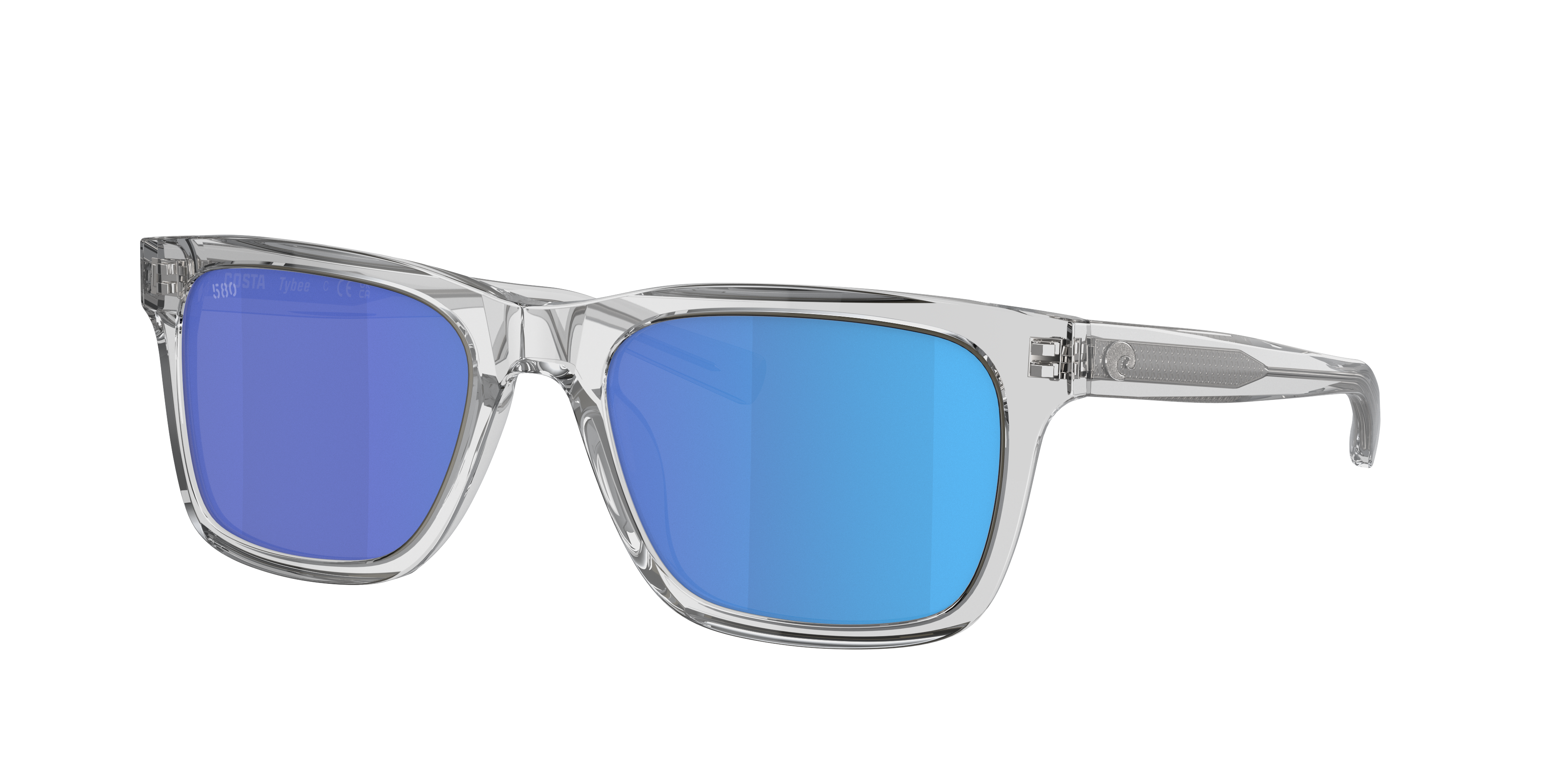 Costa Man Sunglass Tybee -  Frame color: Shiny Light Gray Crystal, Lens color: Blue Mirror