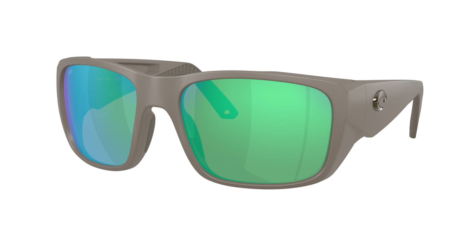 Costa Del Mar Performance Crudo Men's Matte Olive Shale XXL Frame Green Mirror 580G Polarized Lens Sunglasses 06S9136-91360664