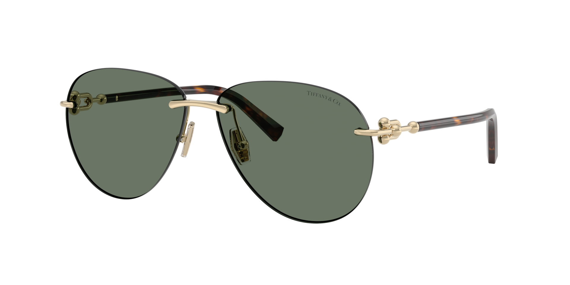 Tiffany & Co. Unisex Sunglass TF3124 - Frame color: Pale Gold, Lens color: Dark Green