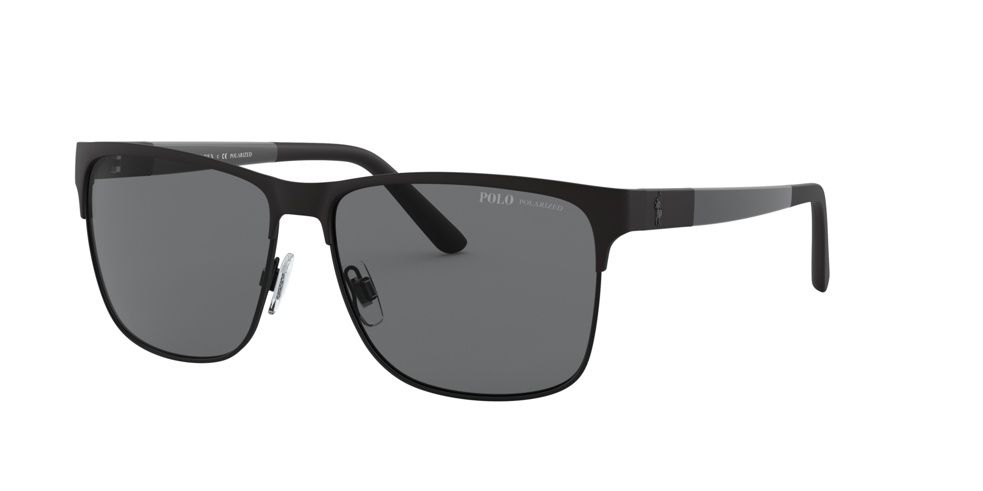 Polo Ralph Lauren Homme Sunglass PH3128 - Couleur du Monture: Noir mat sur Noir brillant, Couleur de Lentille: Polarisé Gris