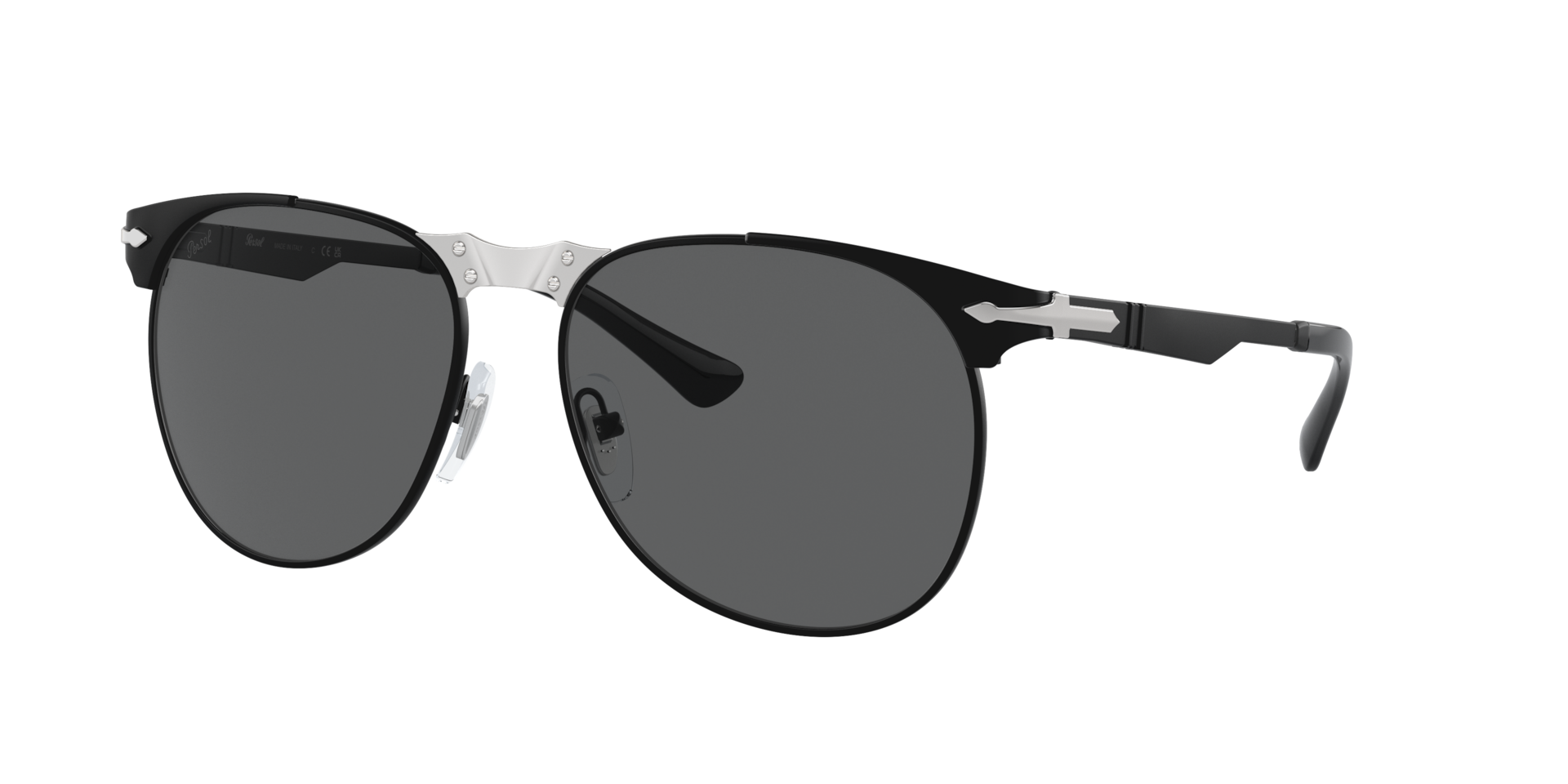 Persol Unisex Sunglass 649 Iron -  Frame color: Black, Lens color: Dark Grey