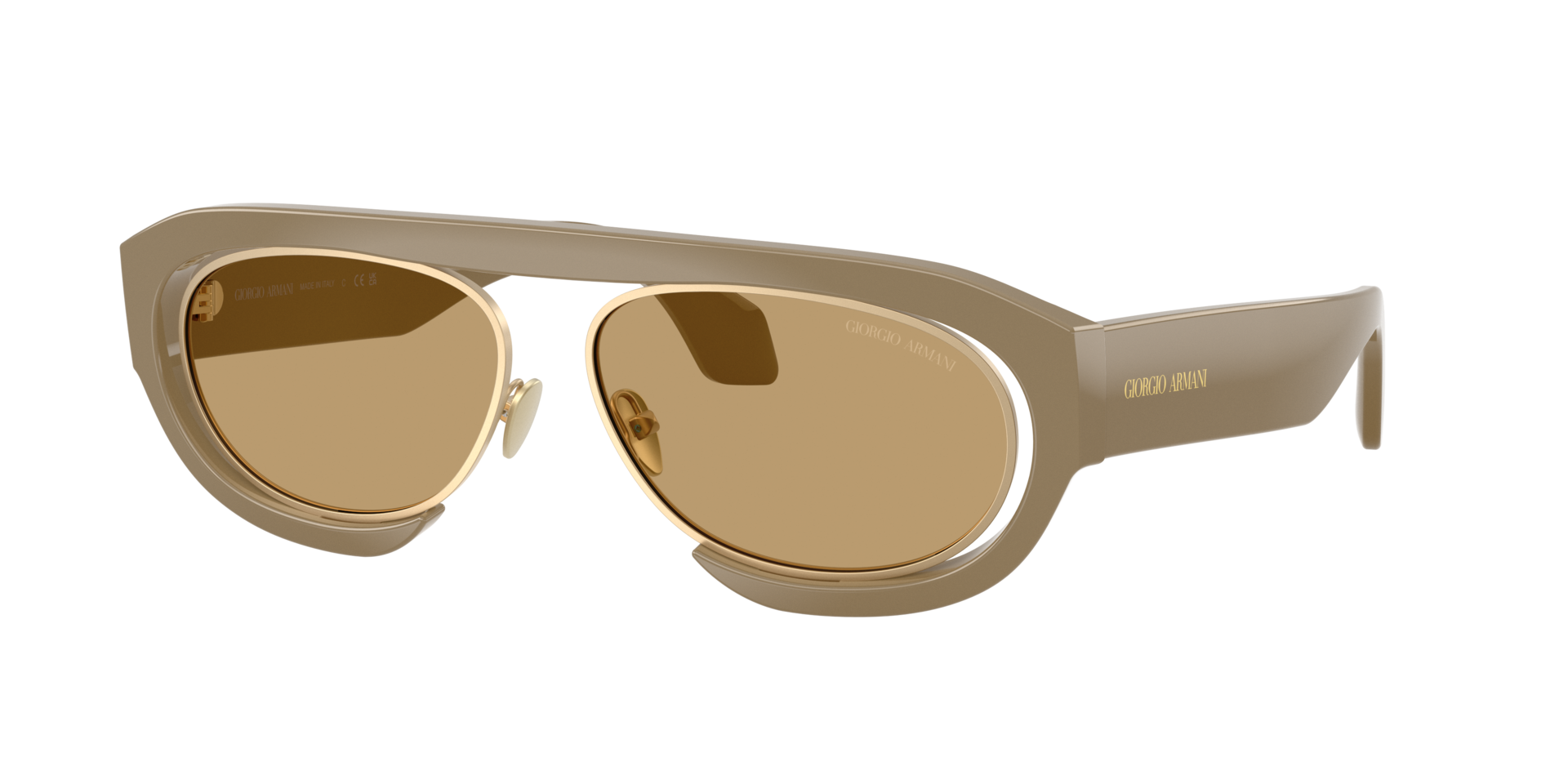 Giorgio Armani Mann Sunglass AR8239 - Rahmenfarbe: Beige, Linsenfarbe: Braun