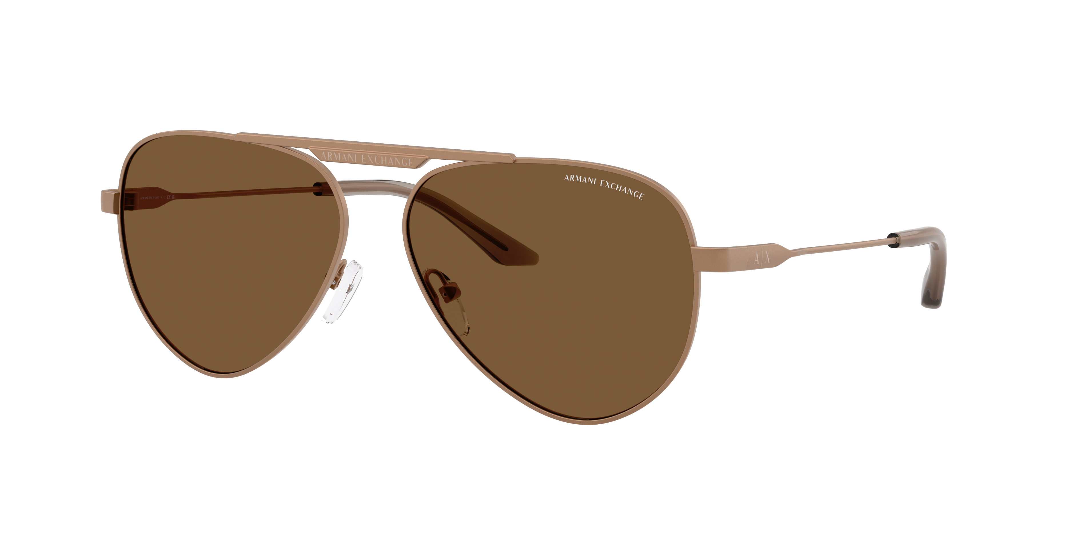 Armani Exchange Unisex Sunglass AX2060S -  Frame color: Matte Rose Gold, Lens color: Brown