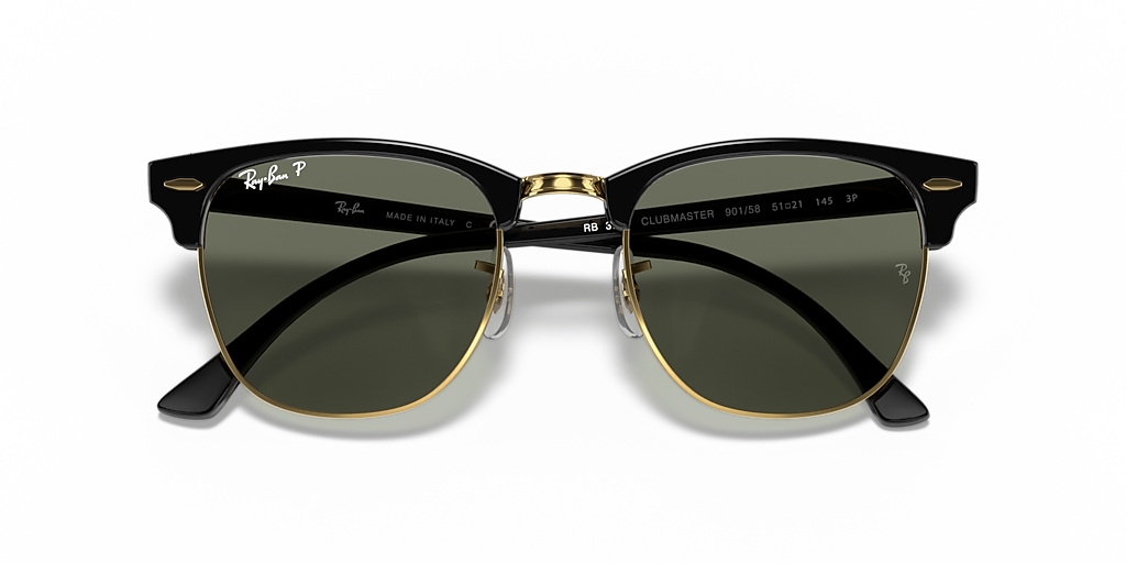 Ray-Ban Clubmaster Classic L (51 - 21) with Green lenses and Black