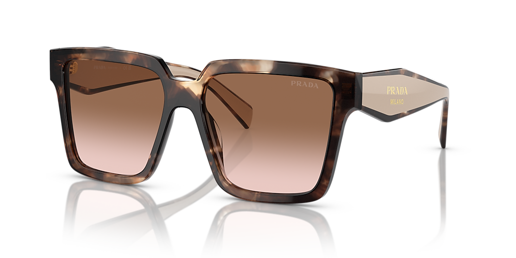 Prada PR 24ZS M (56 - 16) com Lentes Marrom e Armação Tartaruga