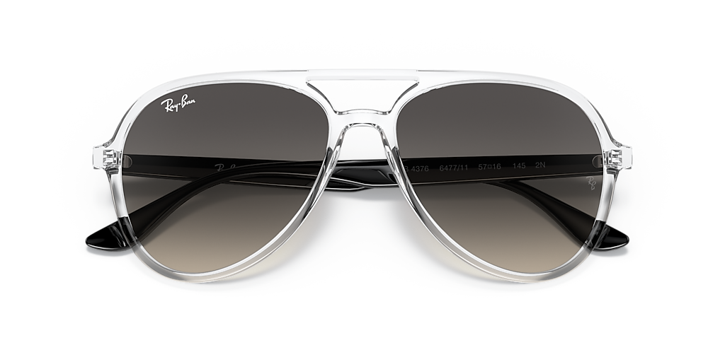 Ray-Ban RB4376 L (57 - 16) with Grey lenses and Transparent frame