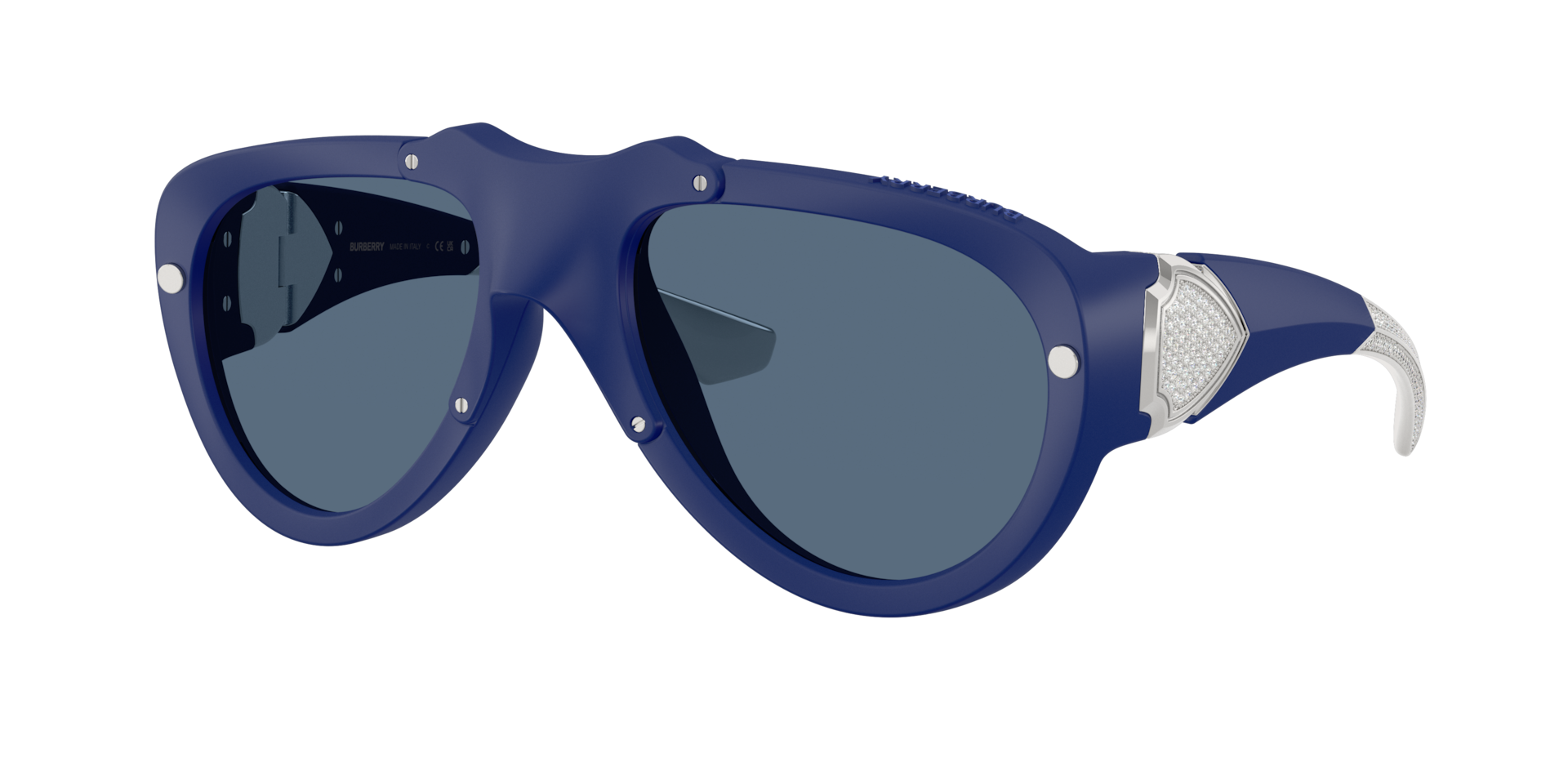 Burberry Unisex Sunglass BE4433BU -  Frame color: Blue Rubber, Lens color: Dark Blue