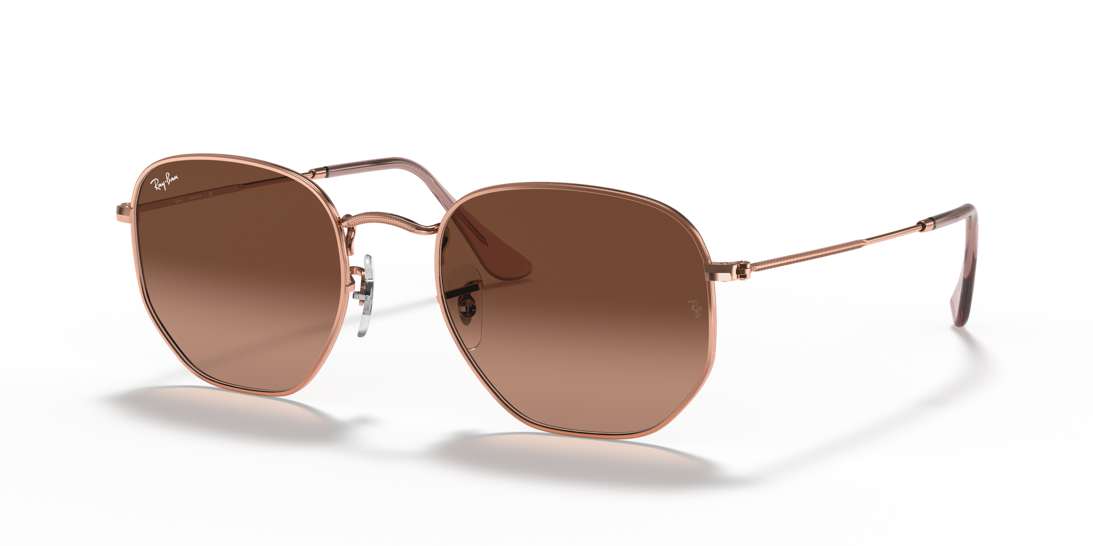 Ray-Ban Hexagonal Flat Lenses M (51 - 21) with Brown lenses and