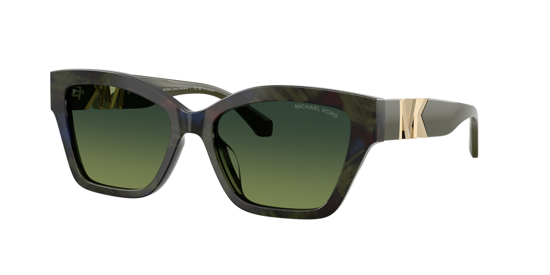 Michael Kors Femme Sunglass Santa Barbara - Couleur du Monture: Olive Camo Tortoise, Couleur de Lentille: Olive polarisé