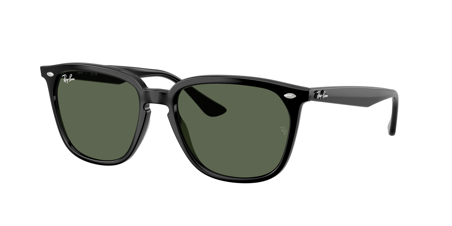 Ray-Ban Unisex Sunglass RB4362 - Color del Marco: Negro, Color de la Lente: Verde