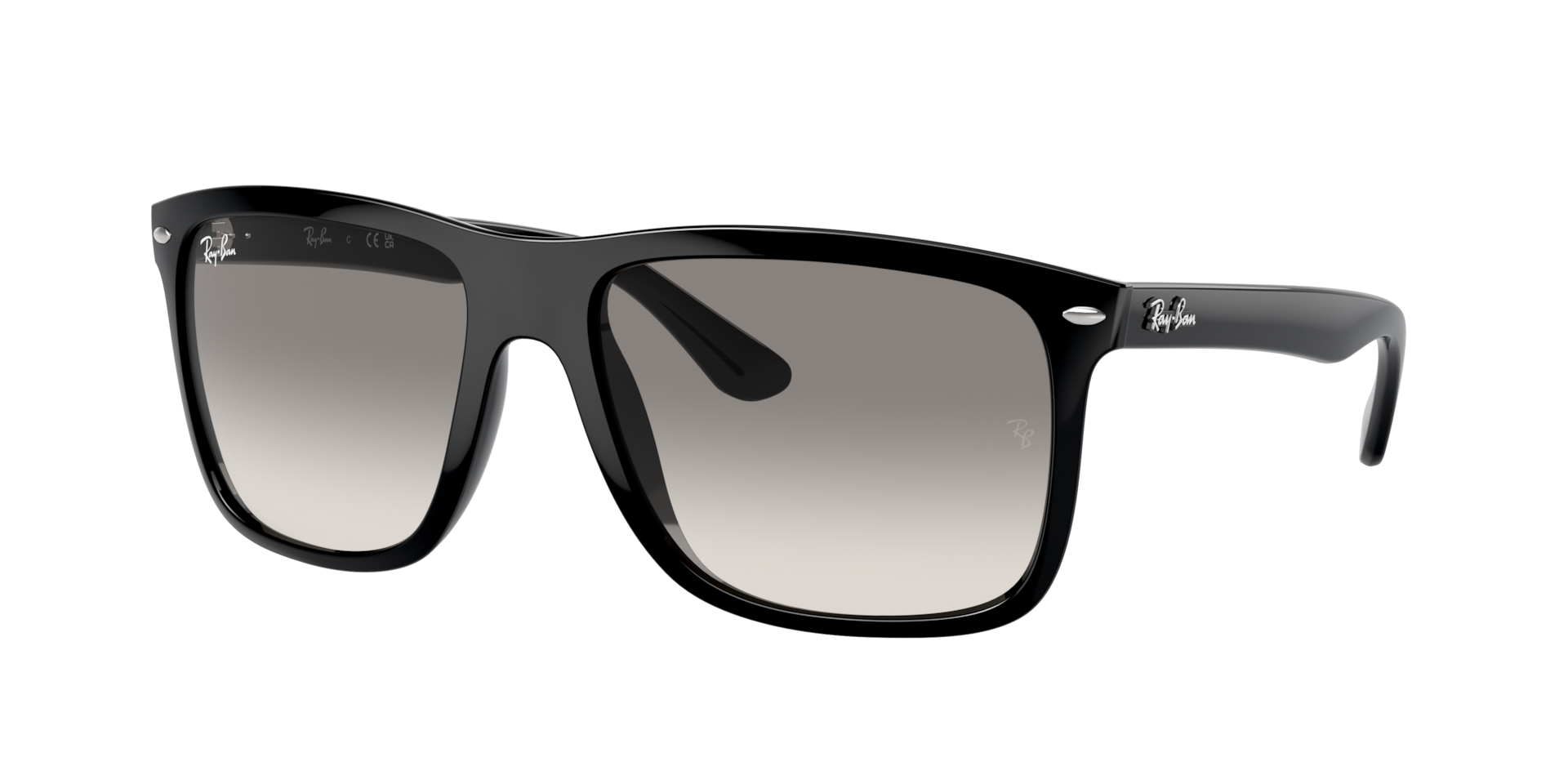Ray-Ban Unisex Sunglass Boyfriend Two -  Frame color: Black, Lens color: Light Grey