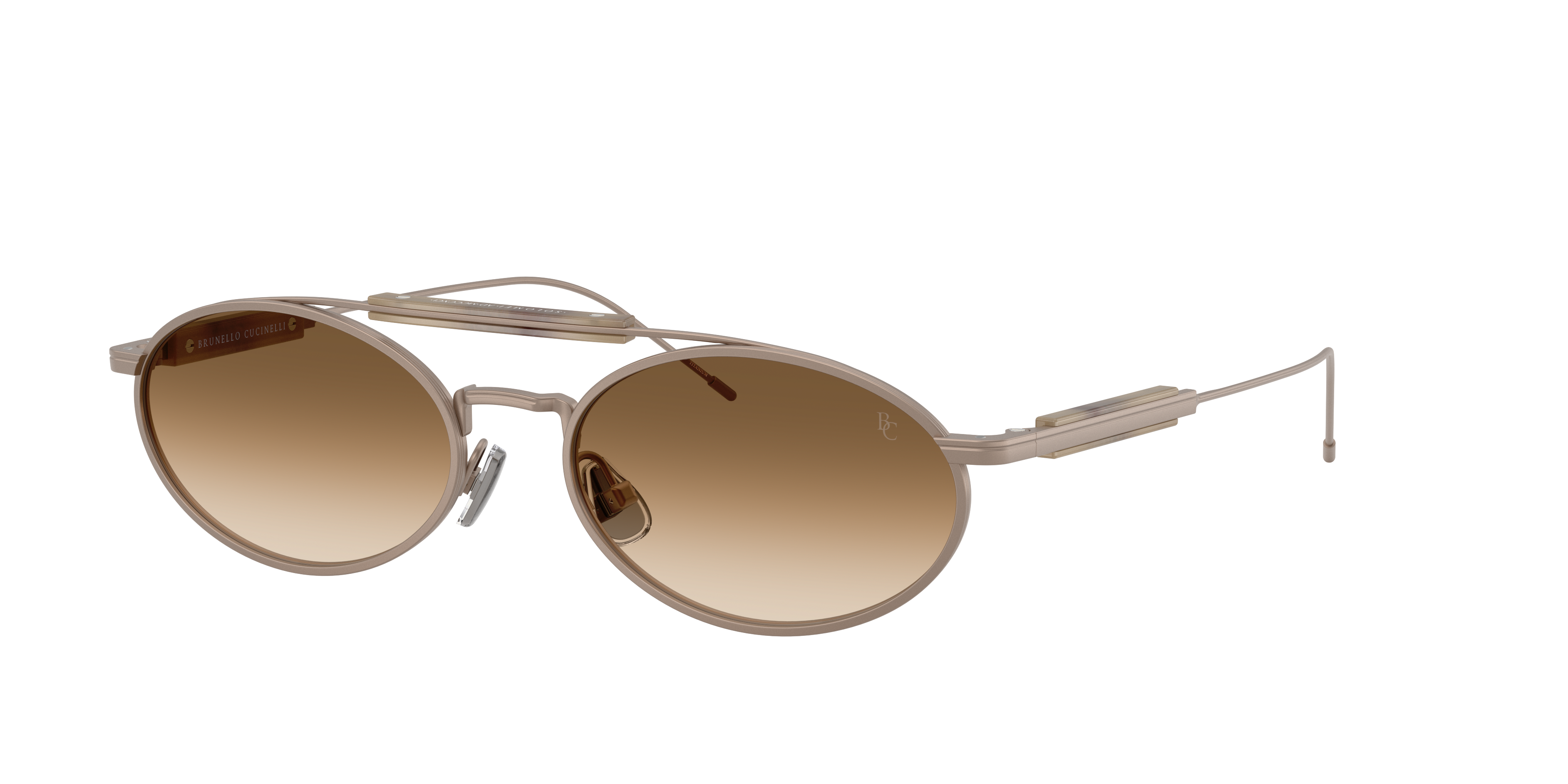 Brunello Cucinelli Unisex Sunglass BC2013ST -  Frame color: Oro Rosa, Lens color: Moro