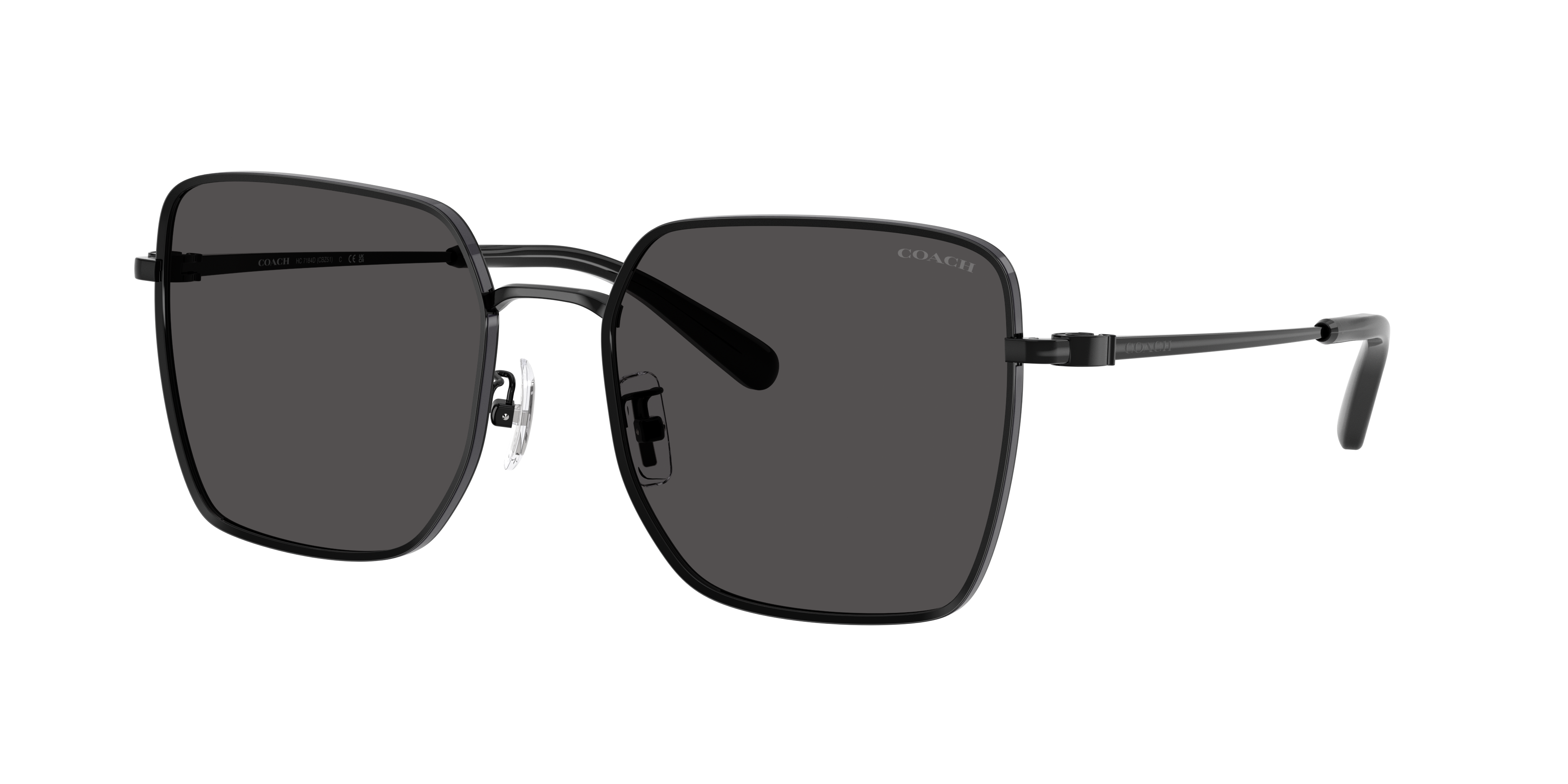 Coach Woman Sunglass CBZ51 -  Frame color: Shiny Black/Dark Grey, Lens color: Grey Solid