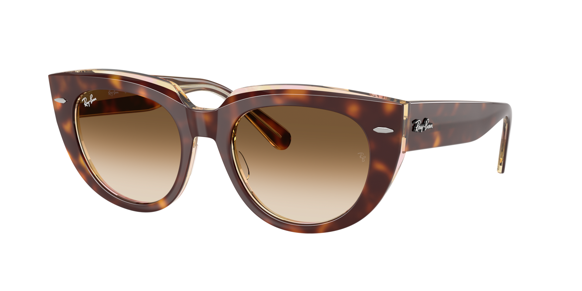 Ray-Ban Woman Sunglass Doreen -  Frame color: Light Havana On Transparent Multicolour, Lens color: Clear Gradient Brown