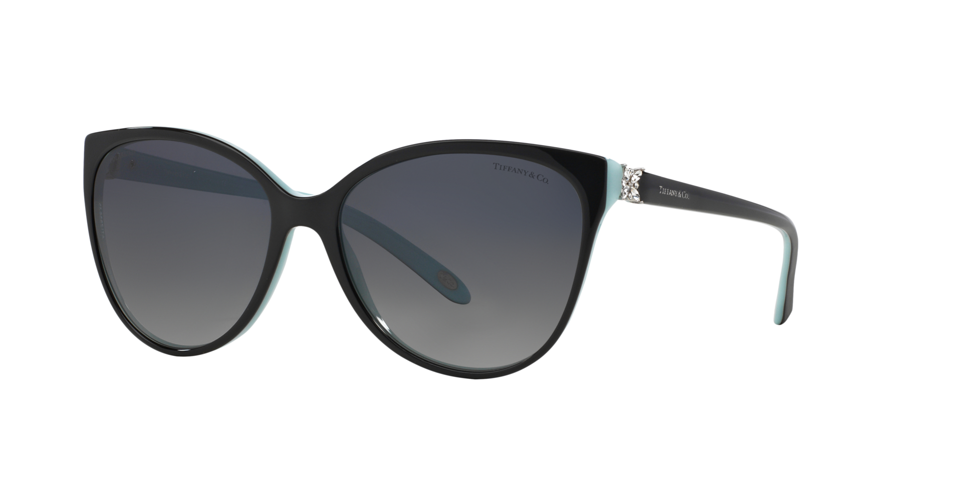 Tiffany & Co. Woman Sunglass TF4089B -  Frame color: Black On Tiffany Blue, Lens color: Polarized Grey Gradient