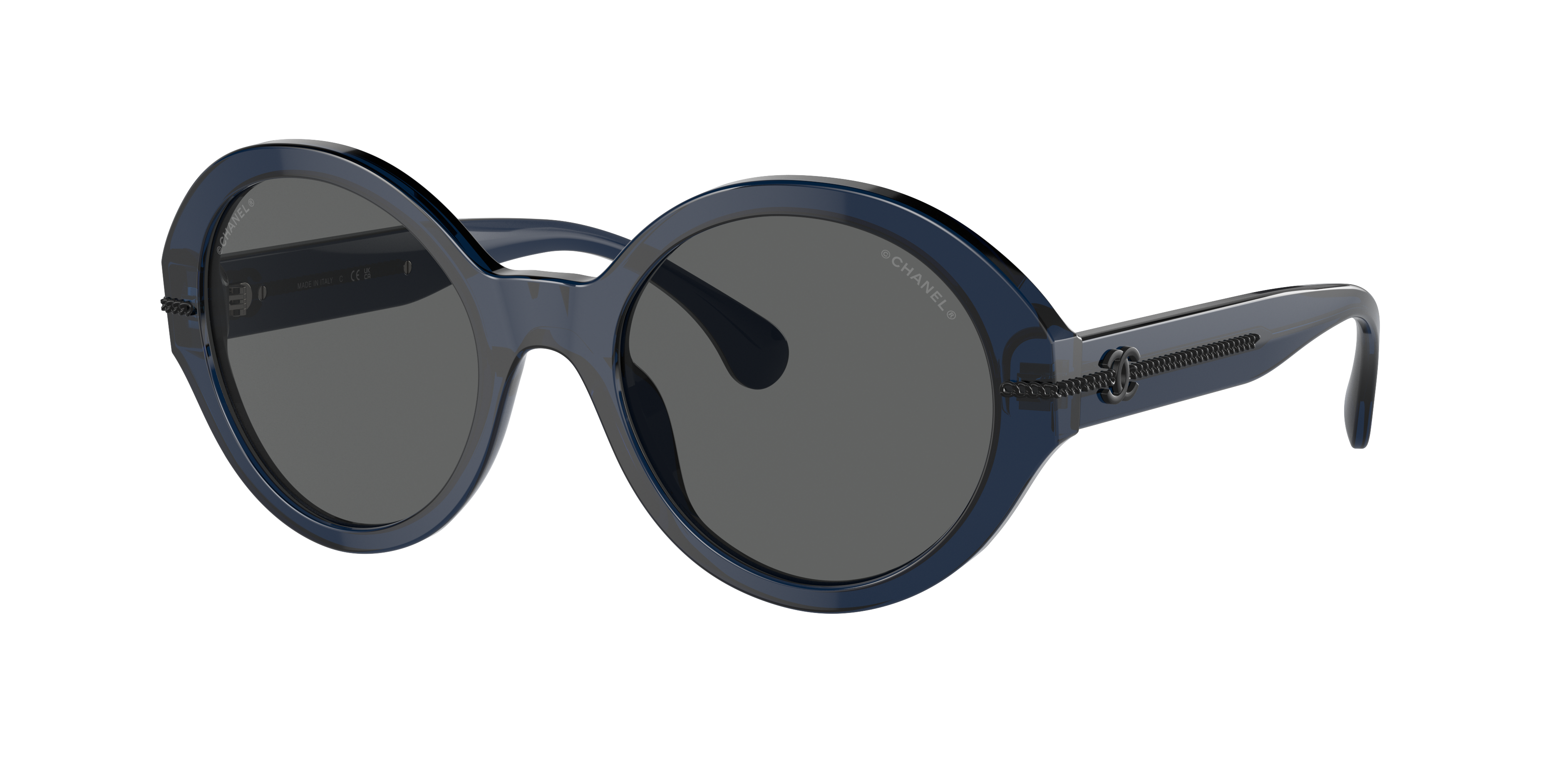 Chanel Woman Sunglass Round  Sunglasses CH5511 -  Frame color: Blue, Lens color: Gray