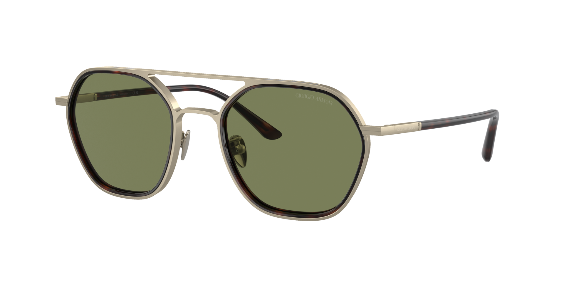 Giorgio Armani Man Sunglass AR6145 - Frame color: Matte Pale Gold, Lens color: Green