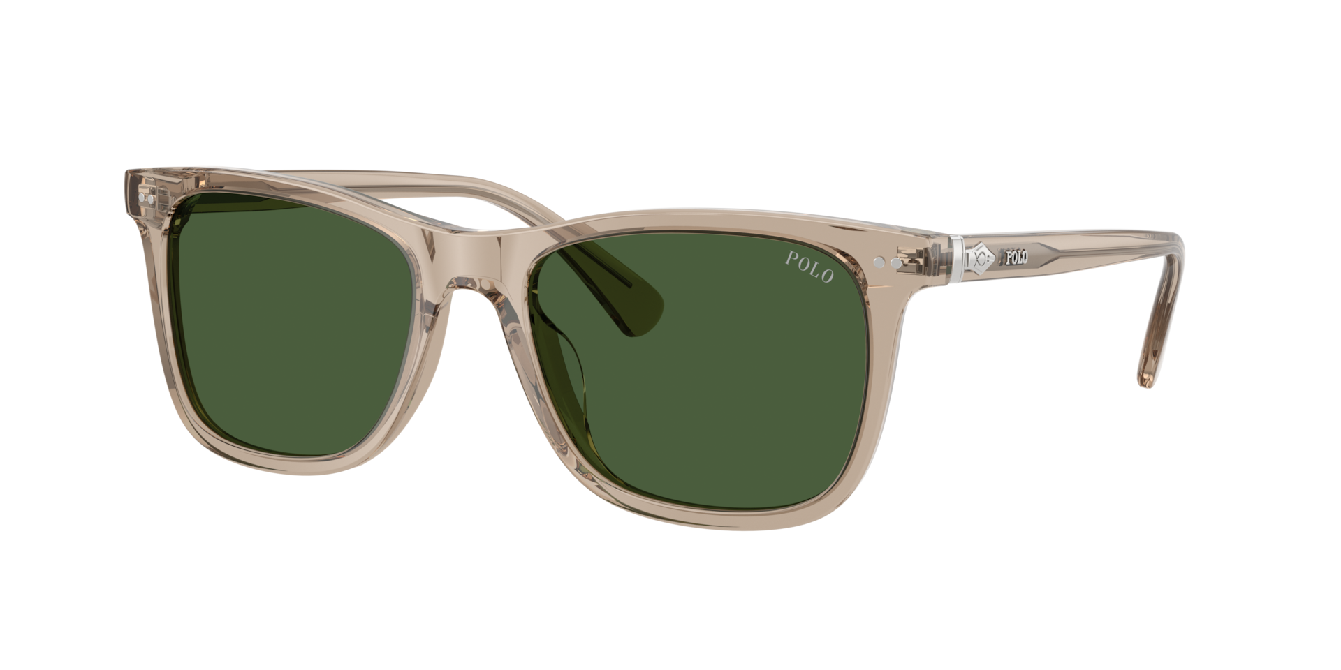 Polo Ralph Lauren Homme Sunglass PH4220U - Couleur du Monture: Taupe foncé transparent brillant, Couleur de Lentille: Vert bouteille