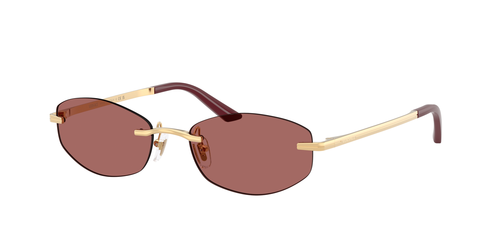 Versace Violet Woman Ve2308d 152369 Sunglasses Metal Gold Geometric Normal - Image 2