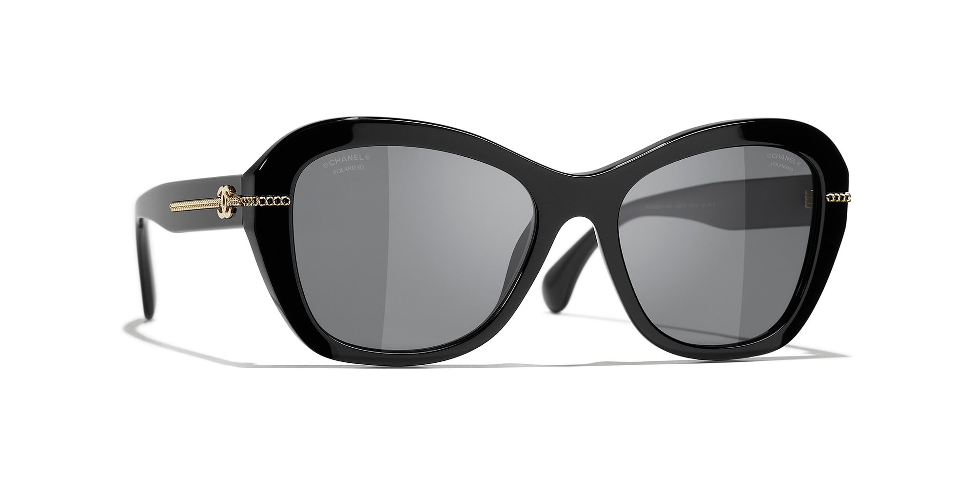 Chanel Woman Sunglass Butterfly  Sunglasses CH5510 -  Frame color: Black, Lens color: Gray