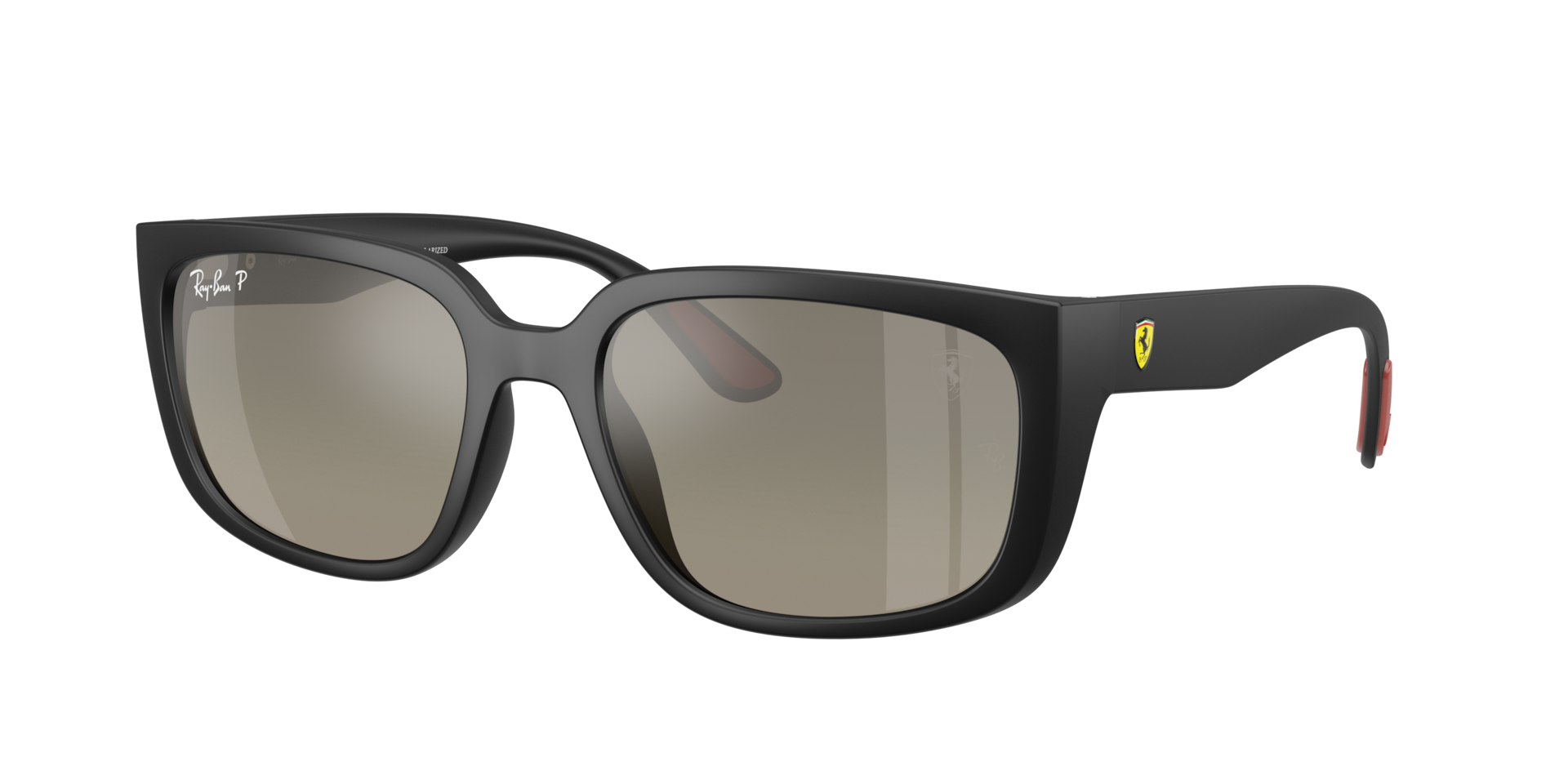 Ray-Ban Unisex Sunglass RB4443M Scuderia Ferrari Collection Polarized+ Lenses -  Frame color: Black, Lens color: Grey Mirror Polarised