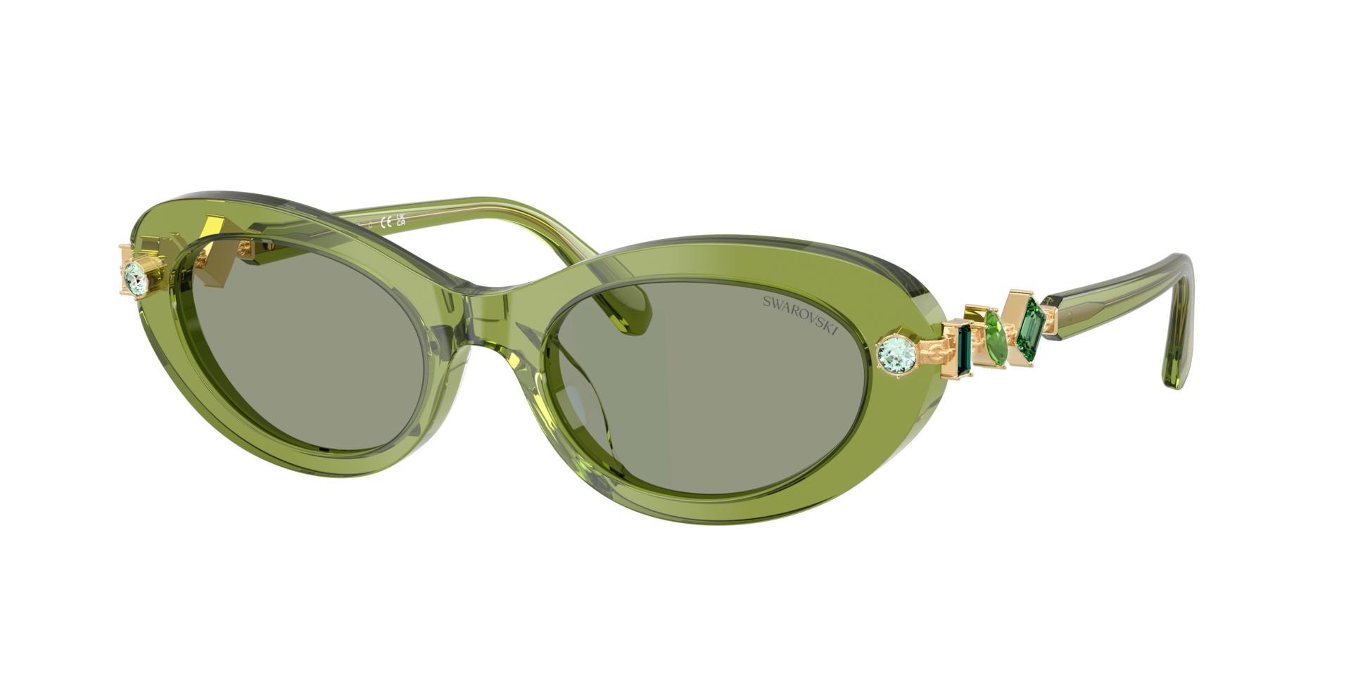 Swarovski Green Sk6042 3002/2 Woman Sunglasses Acetate Round Normal - Image 2