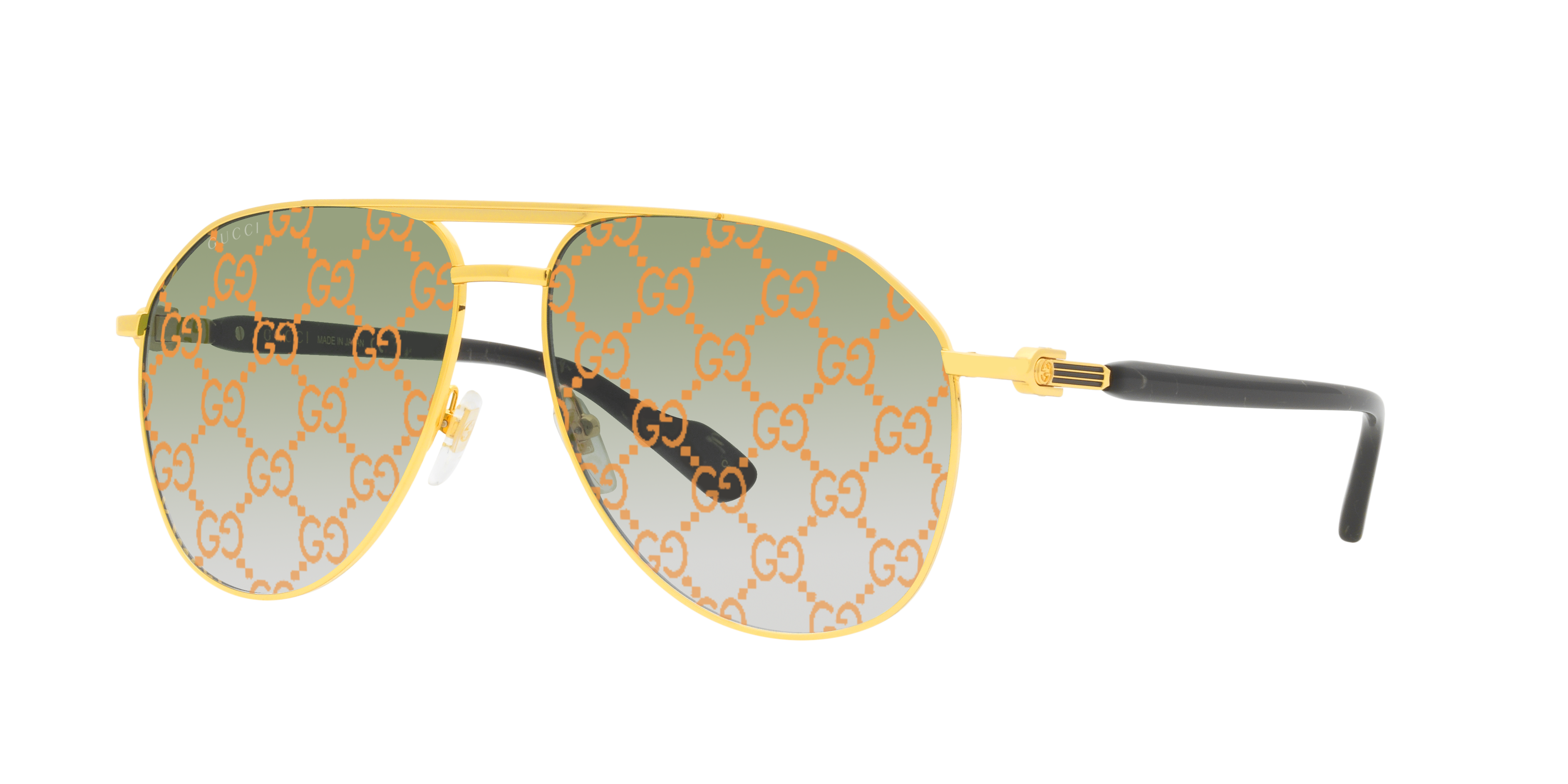 Gucci GG1220S L (59 - 14) with Green lenses and Gold frame