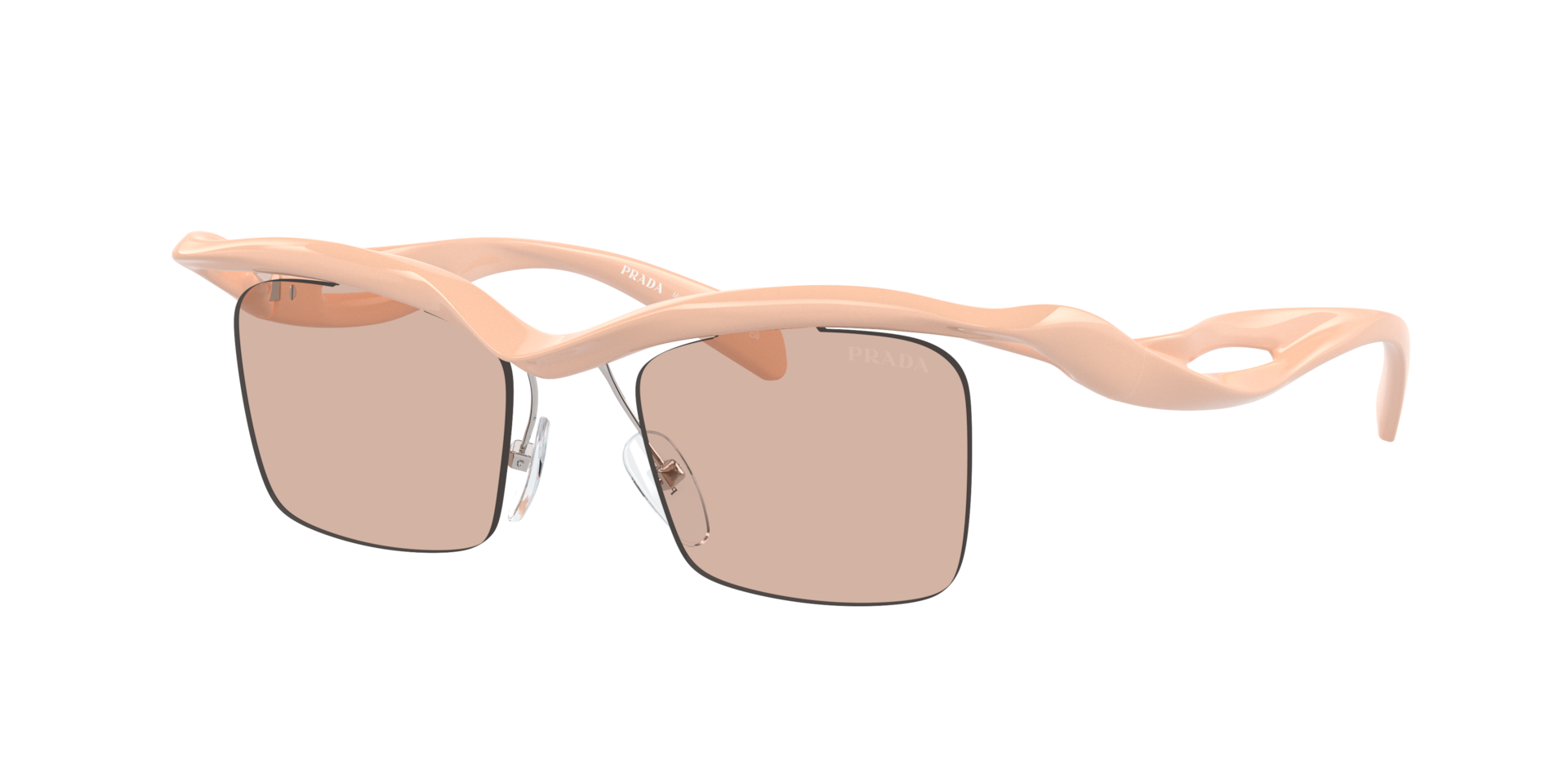 Prada Man Sunglass PR A15S -  Frame color: Peach, Lens color: Light Brown