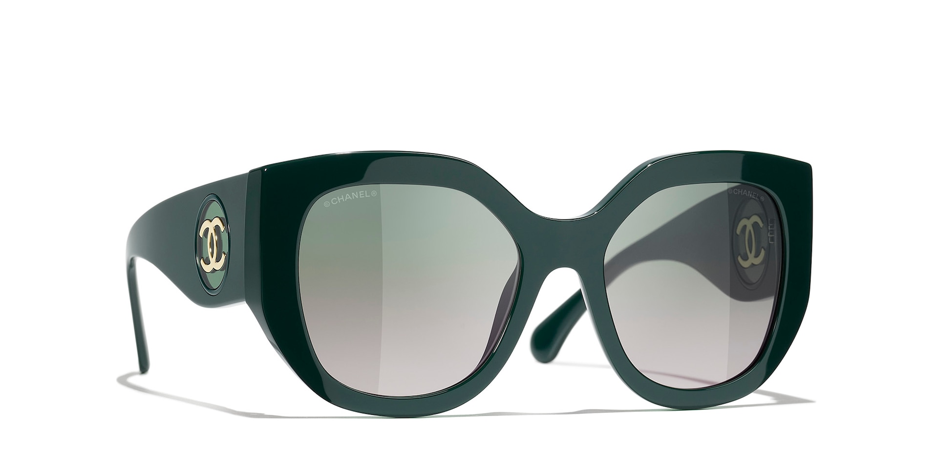 Chanel Woman Sunglass Butterfly Sunglasses CH5550 -  Frame color: Green Vendome, Lens color: Green