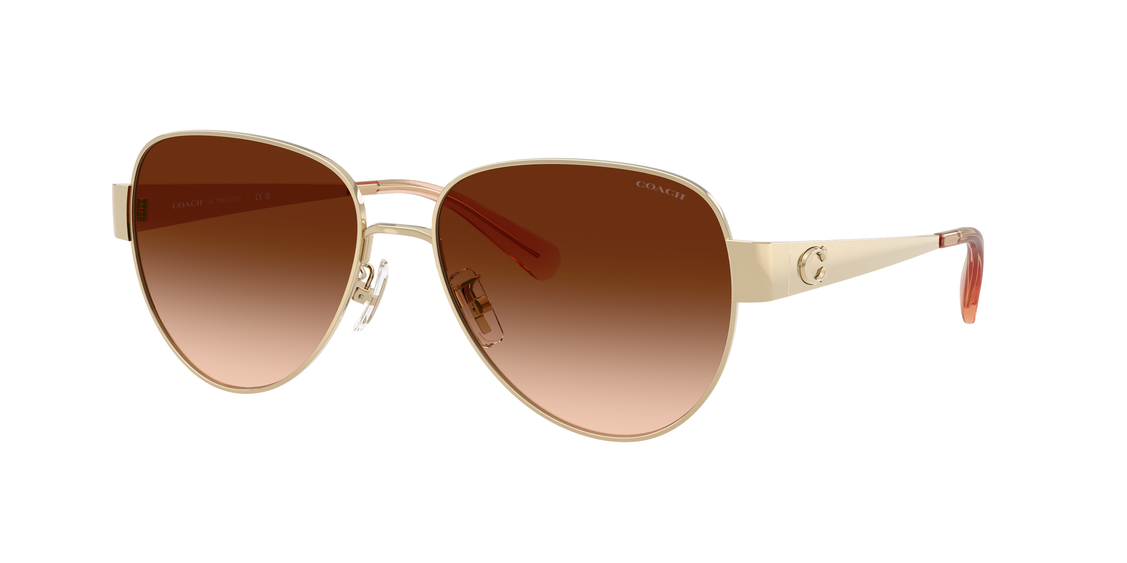 Coach Woman Sunglass CDP37 -  Frame color: Shiny Light Gold, Lens color: Brown Gradient