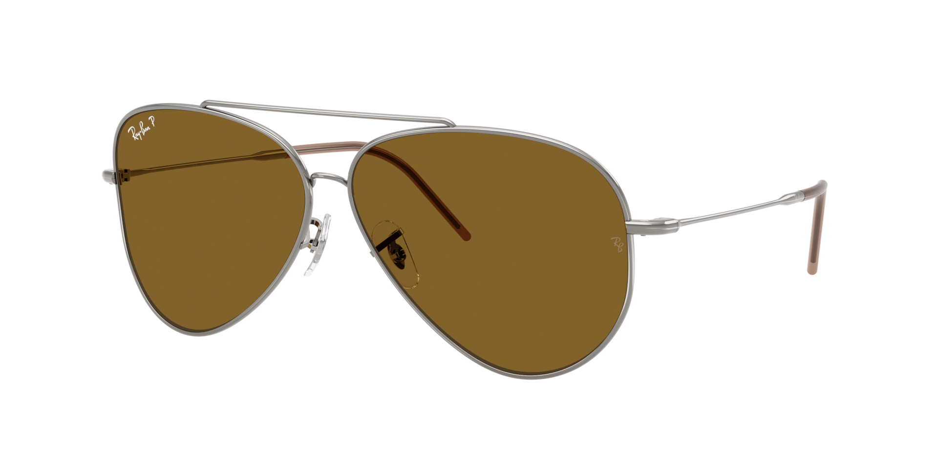 Ray-Ban Unisex Sunglass Aviator Reverse -  Frame color: Gunmetal, Lens color: Polarized Dark Brown