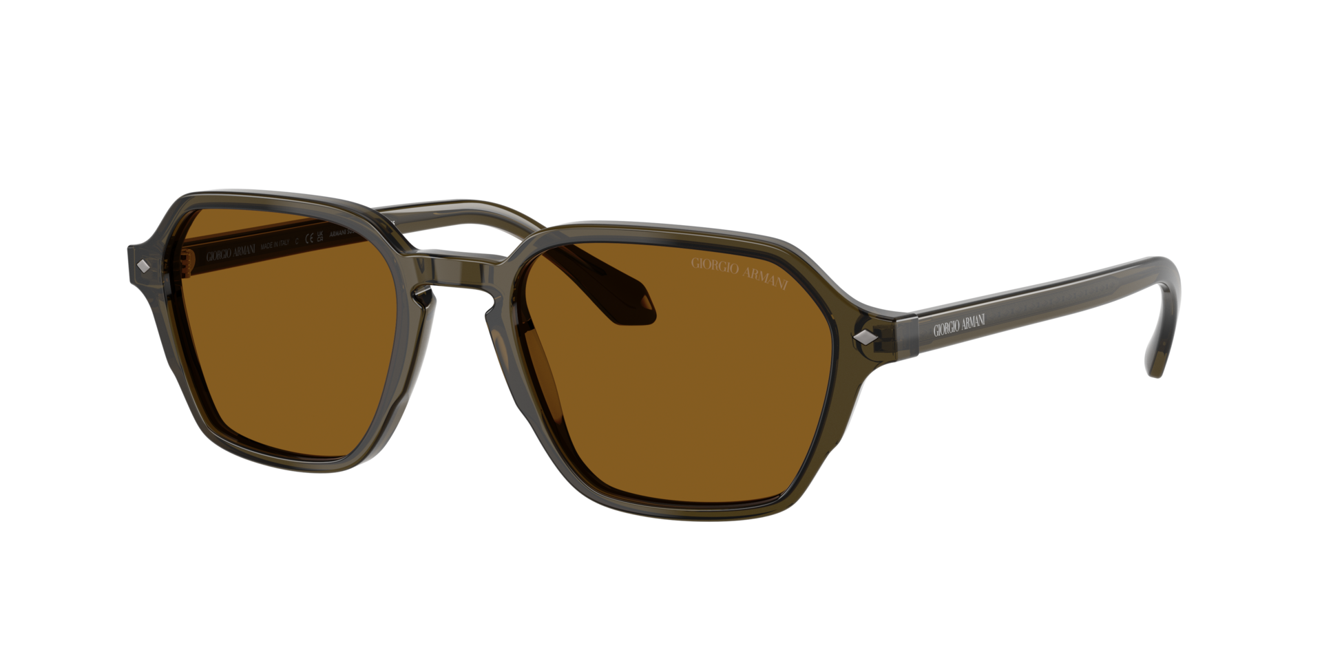 Giorgio Armani Men's Brown Man Ar8220 616933 Sunglasses Acetate Green Squared Normal - Image 2