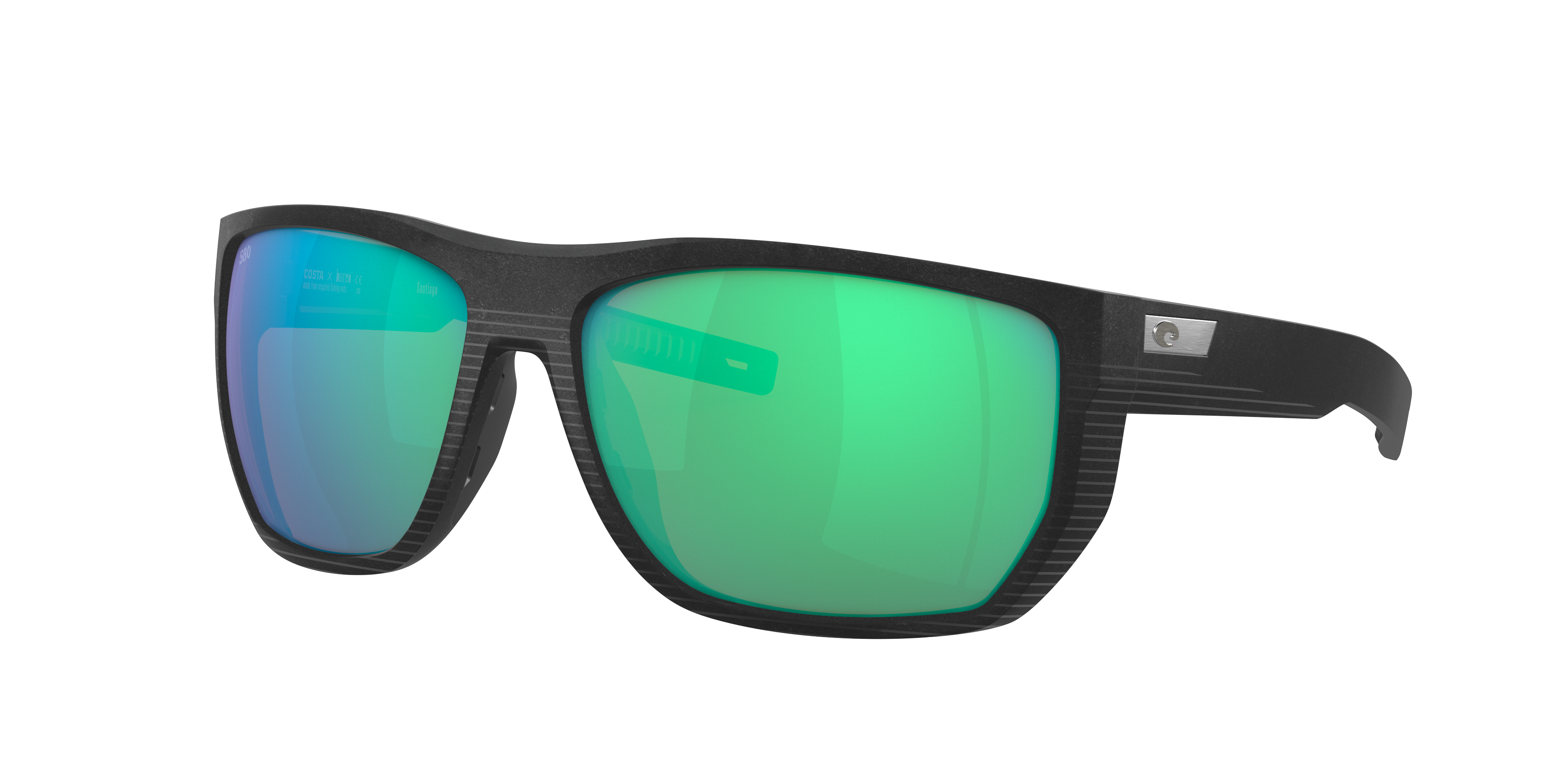 Costa Man Sunglass Santiago -  Frame color: Net Black, Lens color: Green Mirror