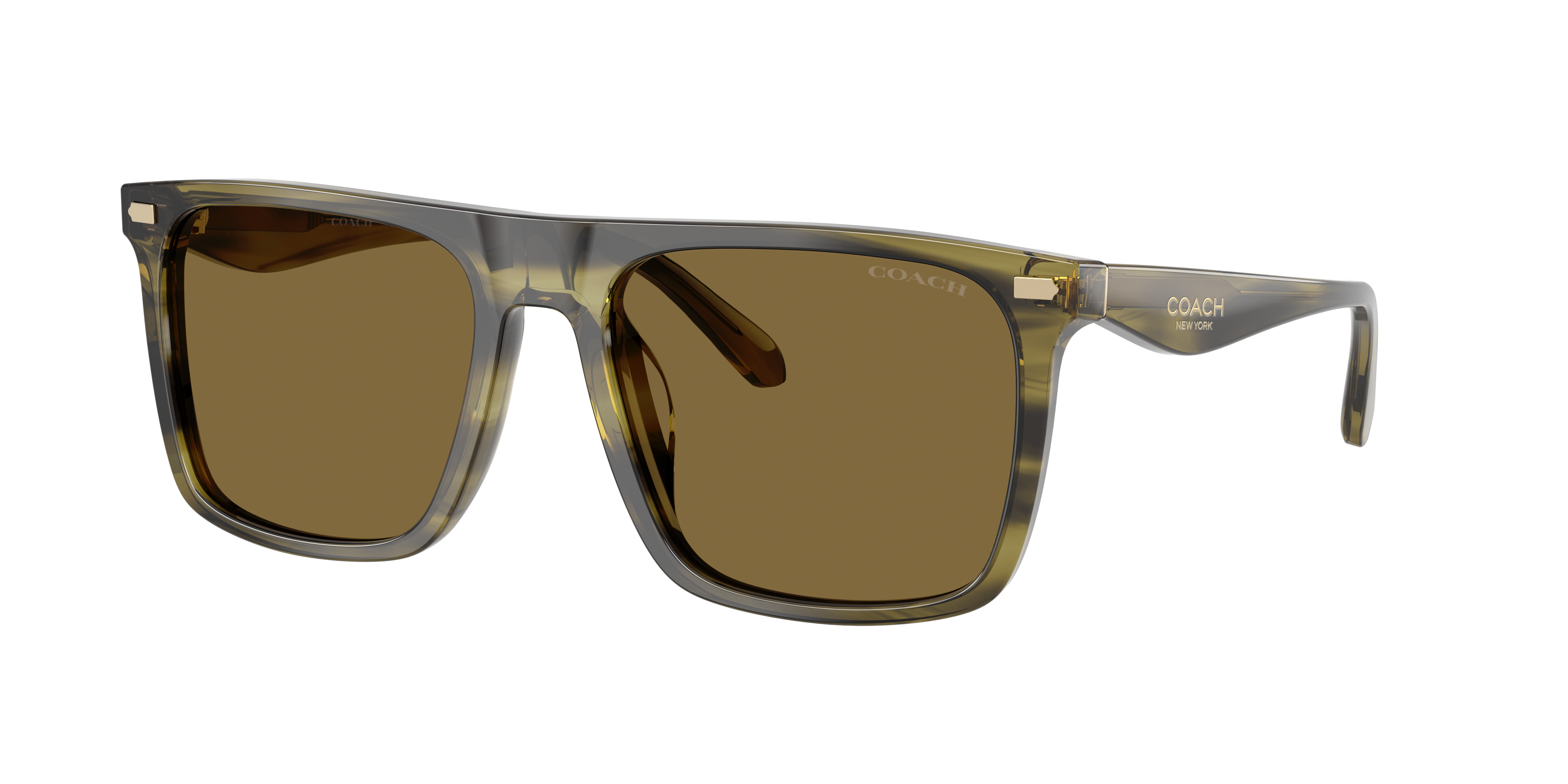 Coach Man Sunglass CBY95 -  Frame color: Olive Stripes, Lens color: Green Grey
