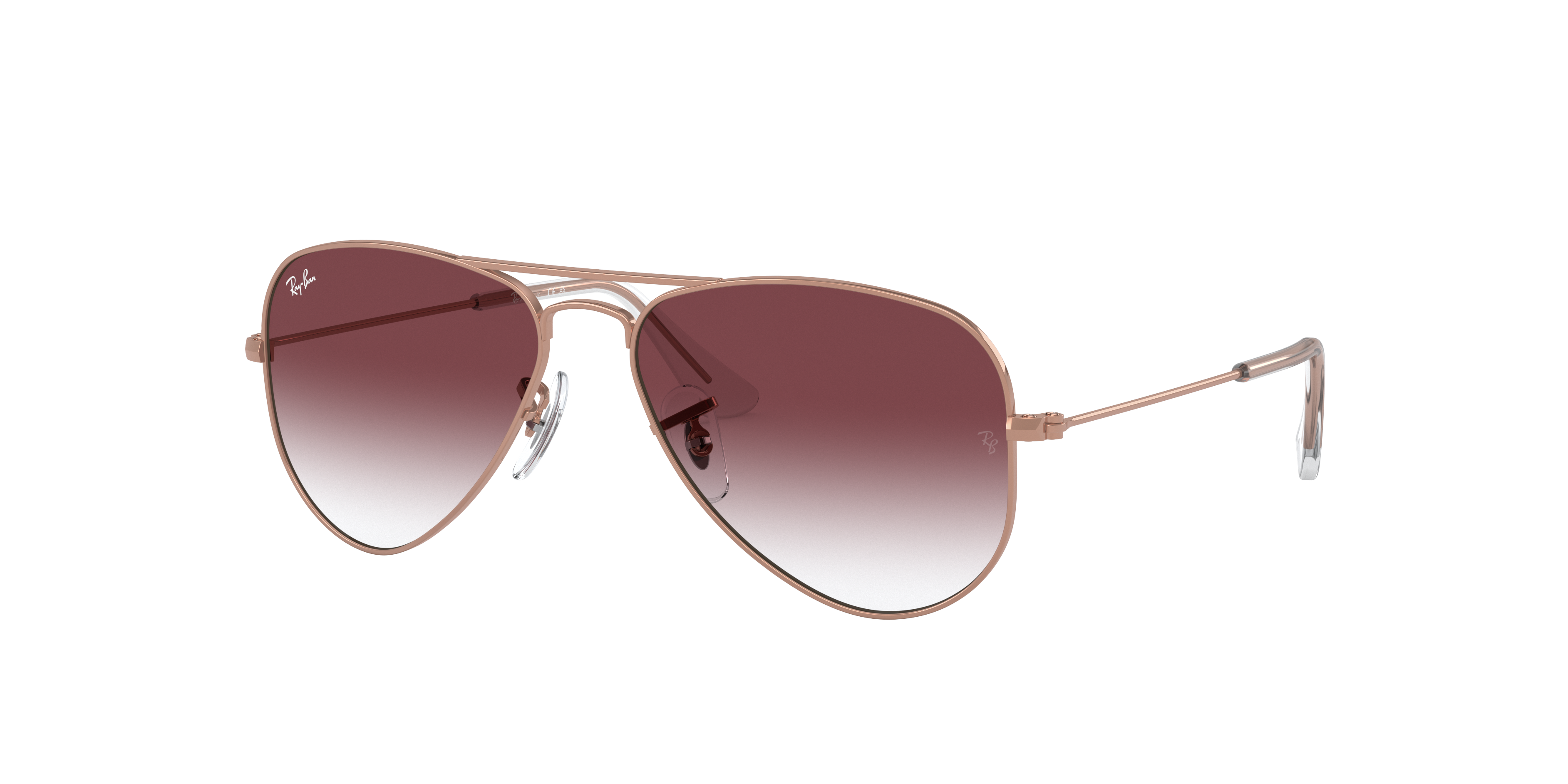 Ray-Ban Unisex Sunglass RB9506S Aviator Kids - Frame color: Rose Gold, Lens color: Gradient Dark Violet